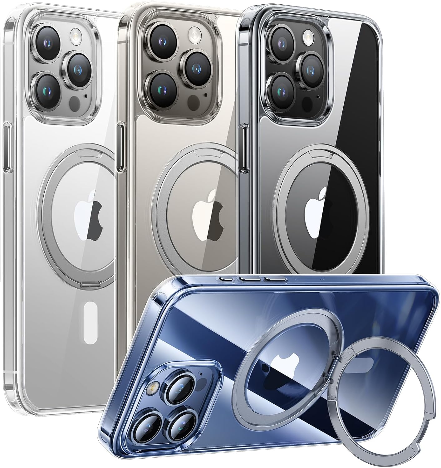 Danmus Anillo magnético de rotación de 360 mejorado para iPhone 15 Pro Max, compatible con MagSafe con soporte y soporte de anillo, protección