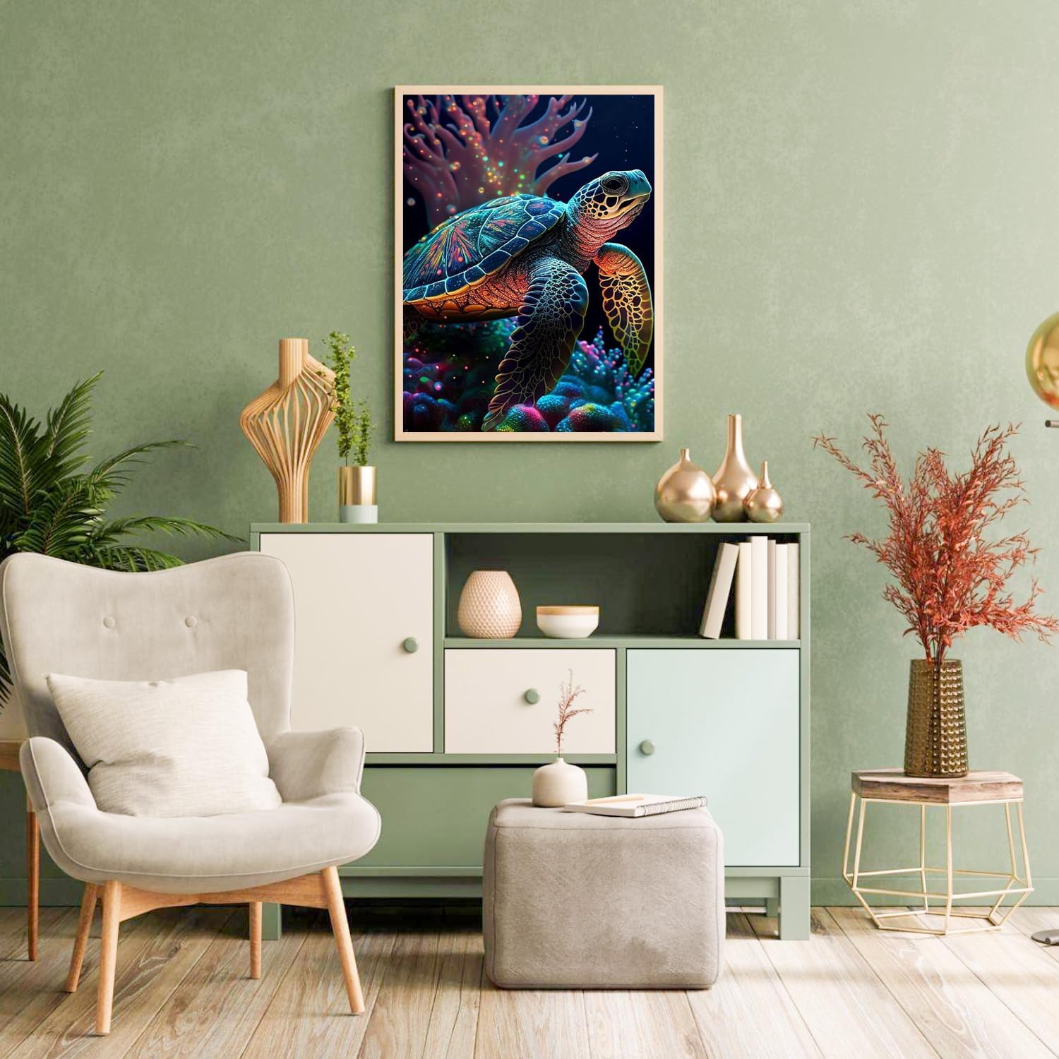 Aestalrcus Pintura de tortuga marina por números para adultos, lienzo de tortuga marina para adultos, pintura por números para adultos, kits de