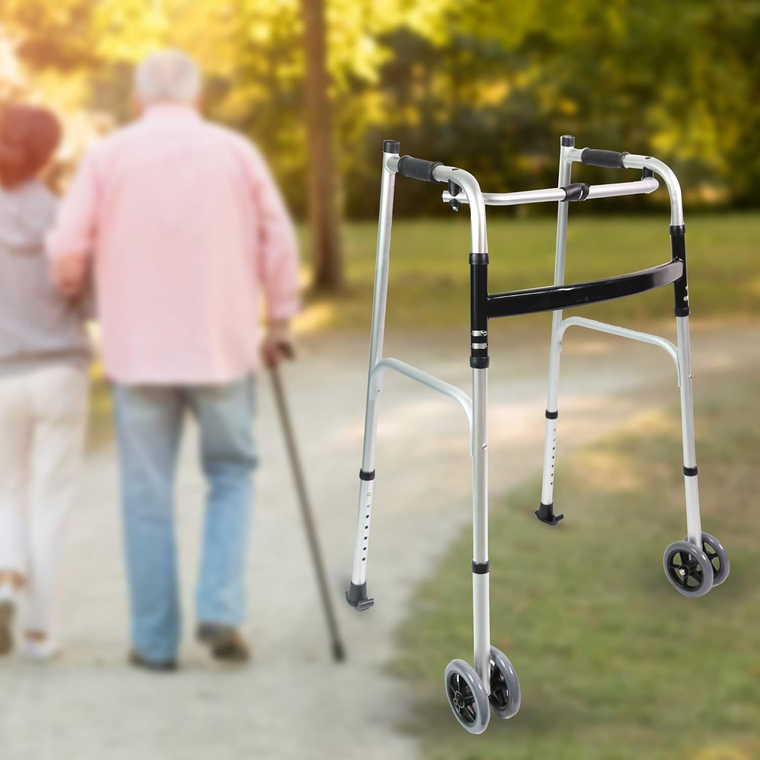 Andador IP plegable con almohadilla para reposabrazos, andadores de aluminio ajustables en altura, andador estándar para personas mayores, ancianos,