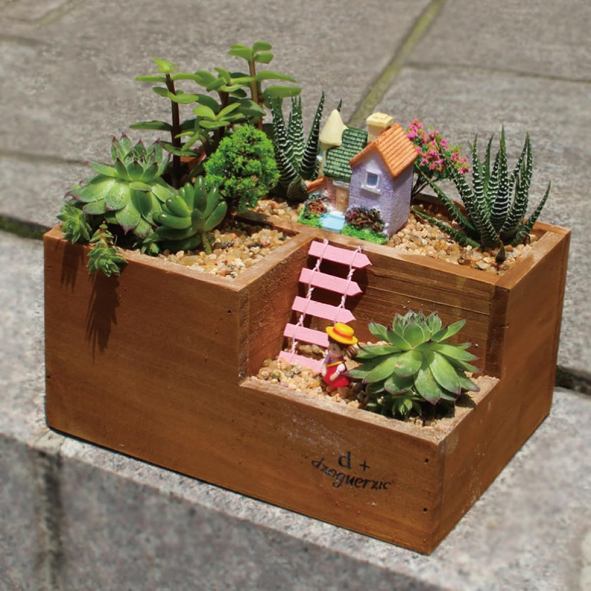 Yardwe 3 Pcs 3 Wood Desk Wooden Trinket Case Decorative Plants Jewelry Dresser Case Ornament Container Wooden Flower Pot Home Plant Container
