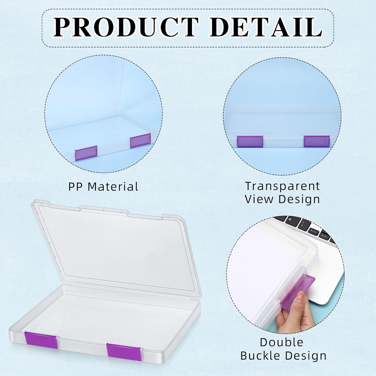 12 cajas de archivos transparentes A4 de plástico para almacenamiento de documentos, contenedores de almacenamiento de papel para álbumes de