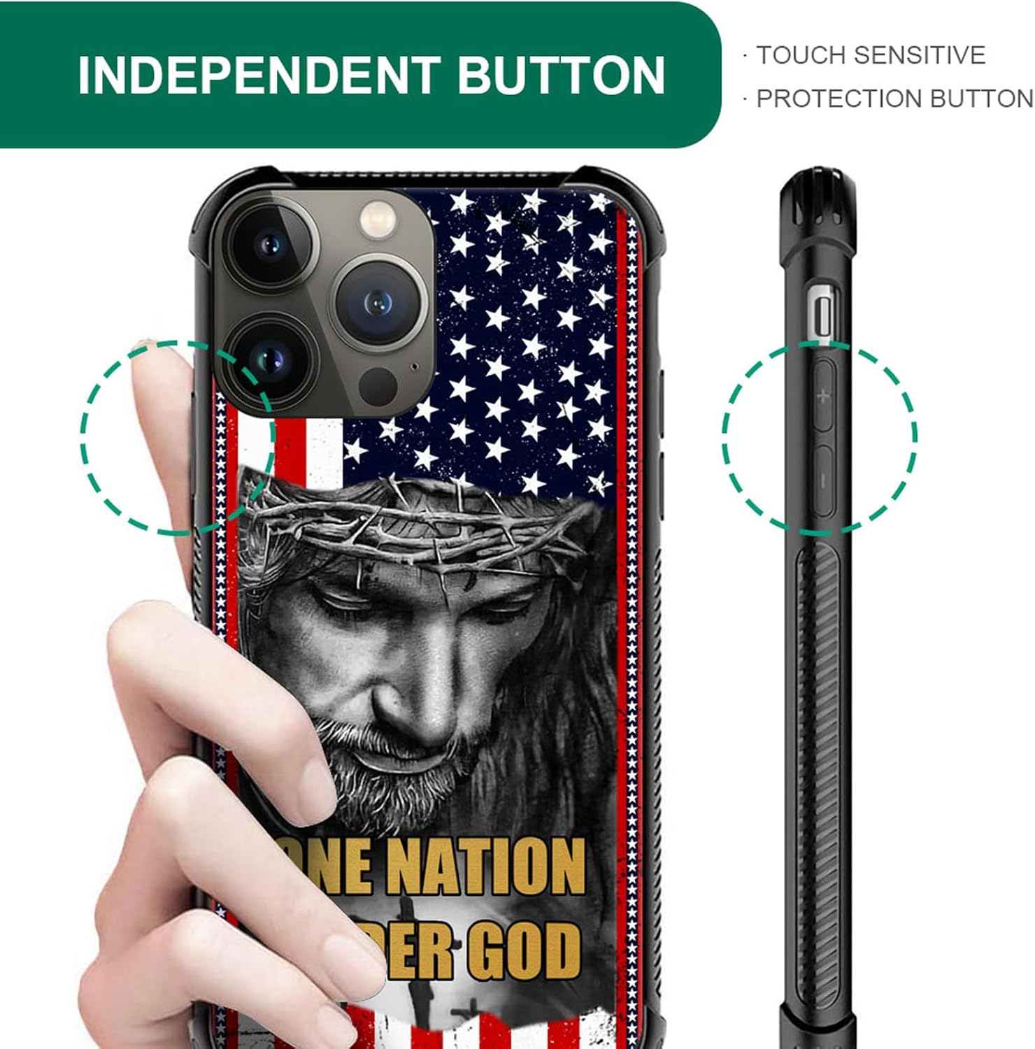 DAIZAG Funda compatible con iPhone 15 Pro Max Christian Jesus American Flag Bible Phone Case a prueba de golpes suave funda para teléfono para niños