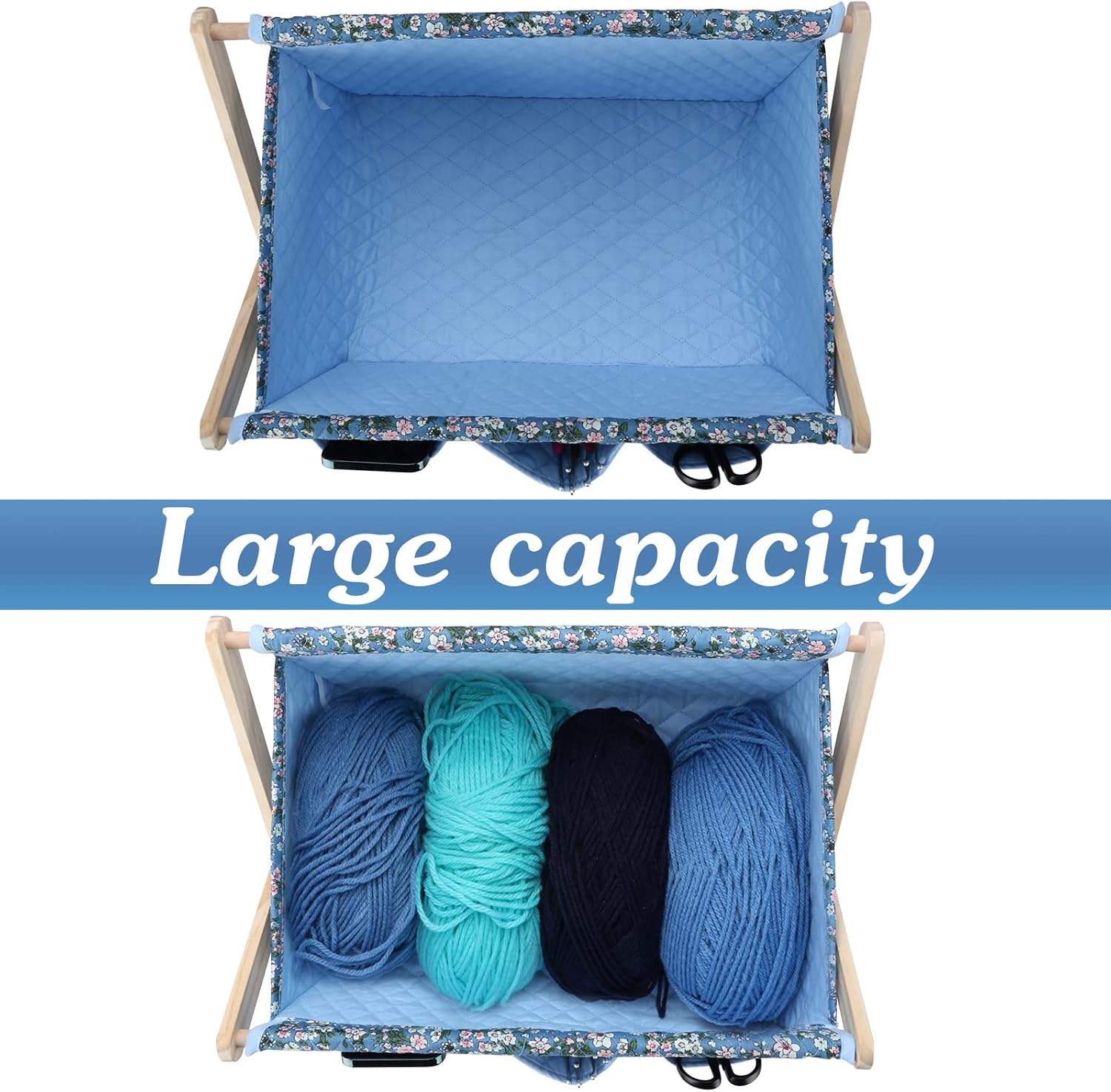 Yarn Caddy – Organizador de almacenamiento de hilo de gran tamaño para madejas de hilo, organizador para ganchillos, agujas de tejer, otros