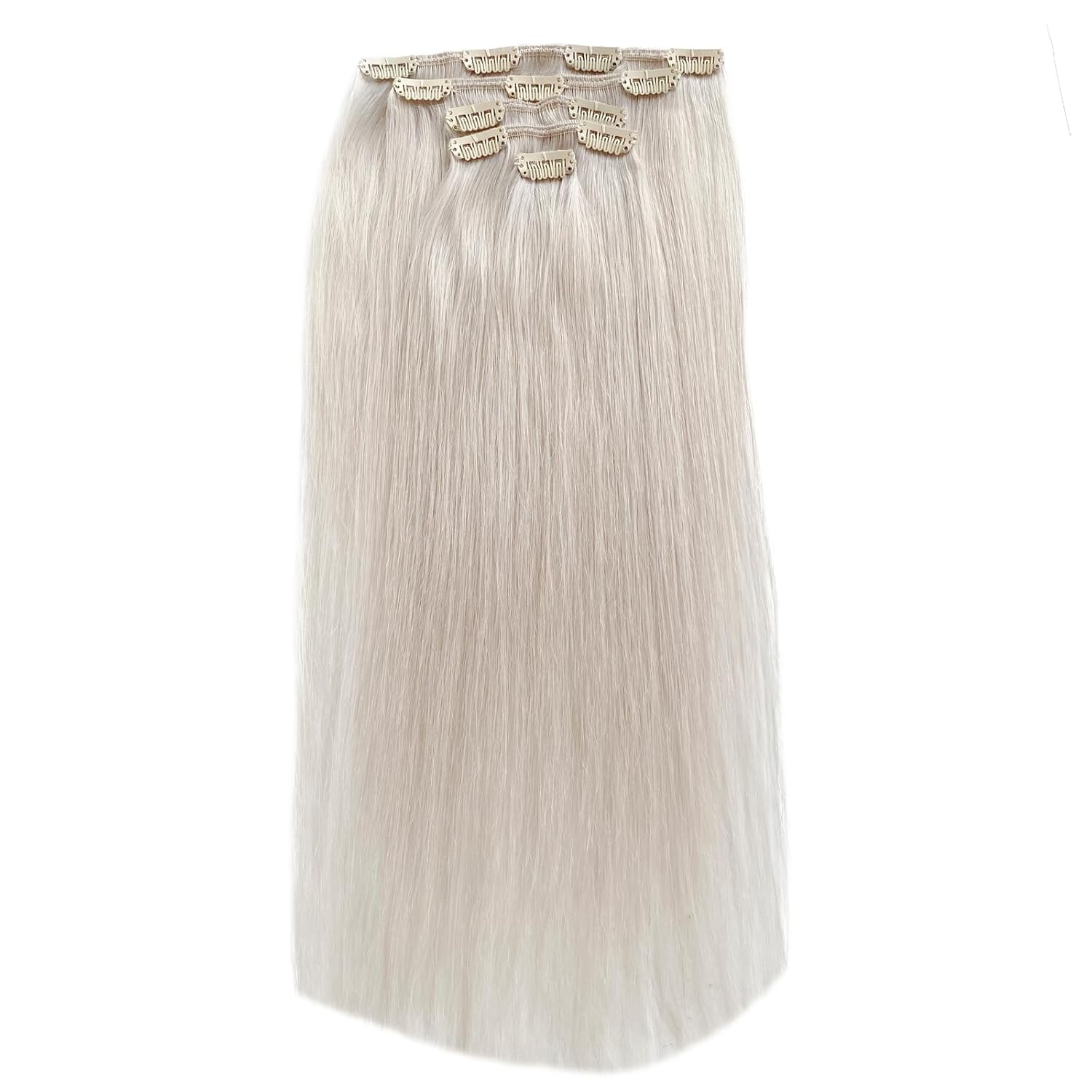 Extensiones de cabello humano con clip, de 16 pulgadas, extensiones de cabello humano real con clip, de 16 pulgadas, color negro azabache, sin