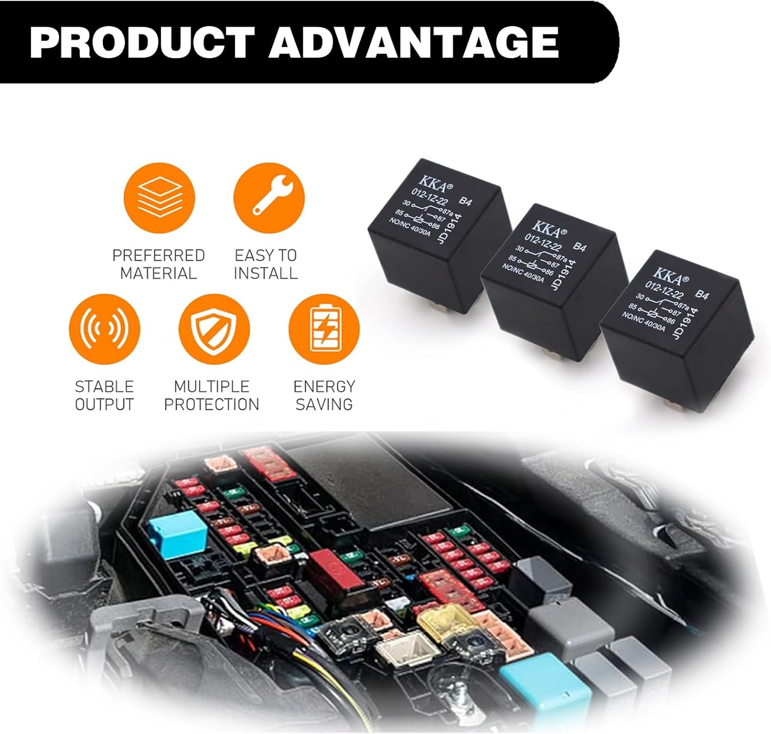 Paquete de 4 relés para automóvil, 12 V, 40 A, relé de 5 pines, interruptor de relé automático, repuesto para motor fuera de borda de automóvil y