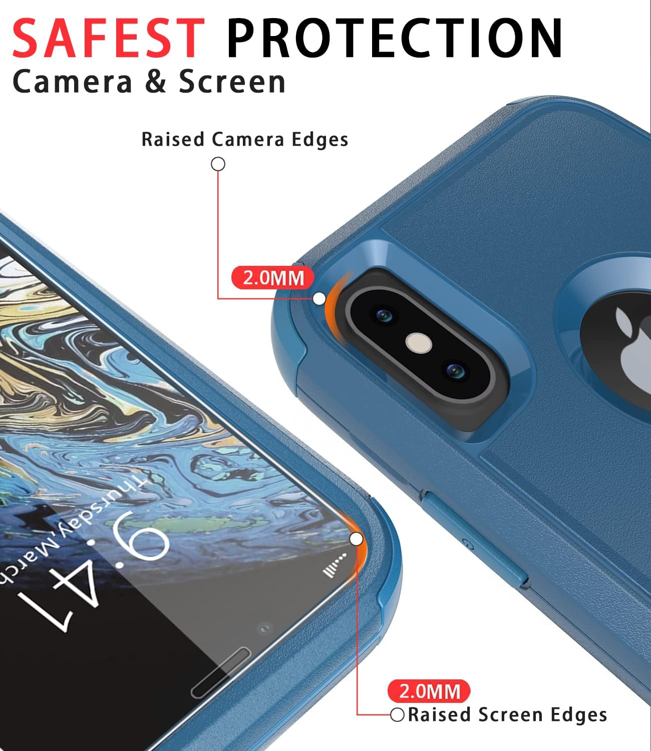 Diverbox Funda para iPhone XiPhone Xs a prueba de golpes a prueba de caídas Protector de pantalla de vidrio templado Funda de protección resistente