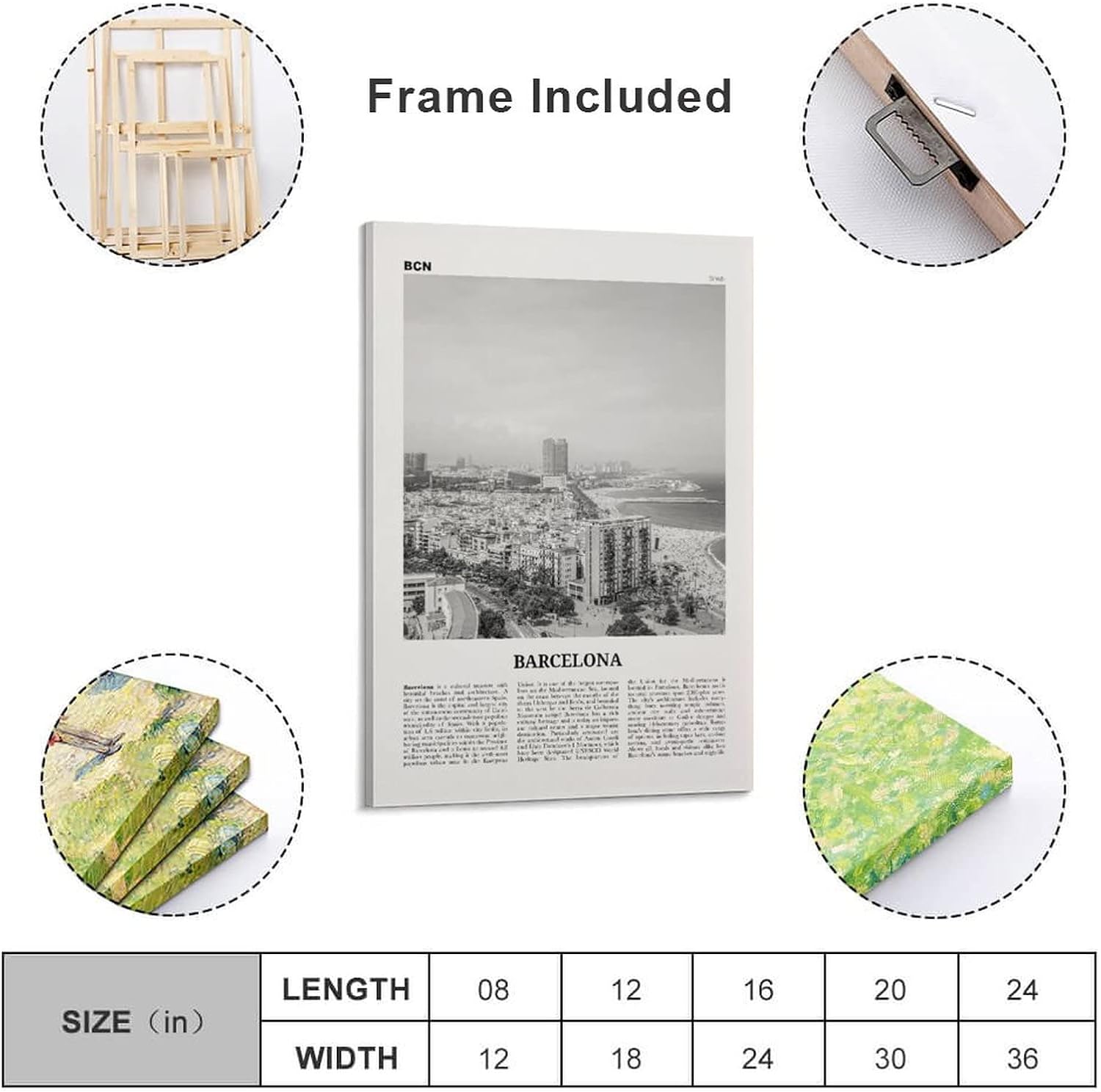 Barcelona Print Playa en blanco y negro, arte de pared de Barcelona, póster de Barcelona, foto de Barcelona, póster de lienzo de Barcelona, arte de