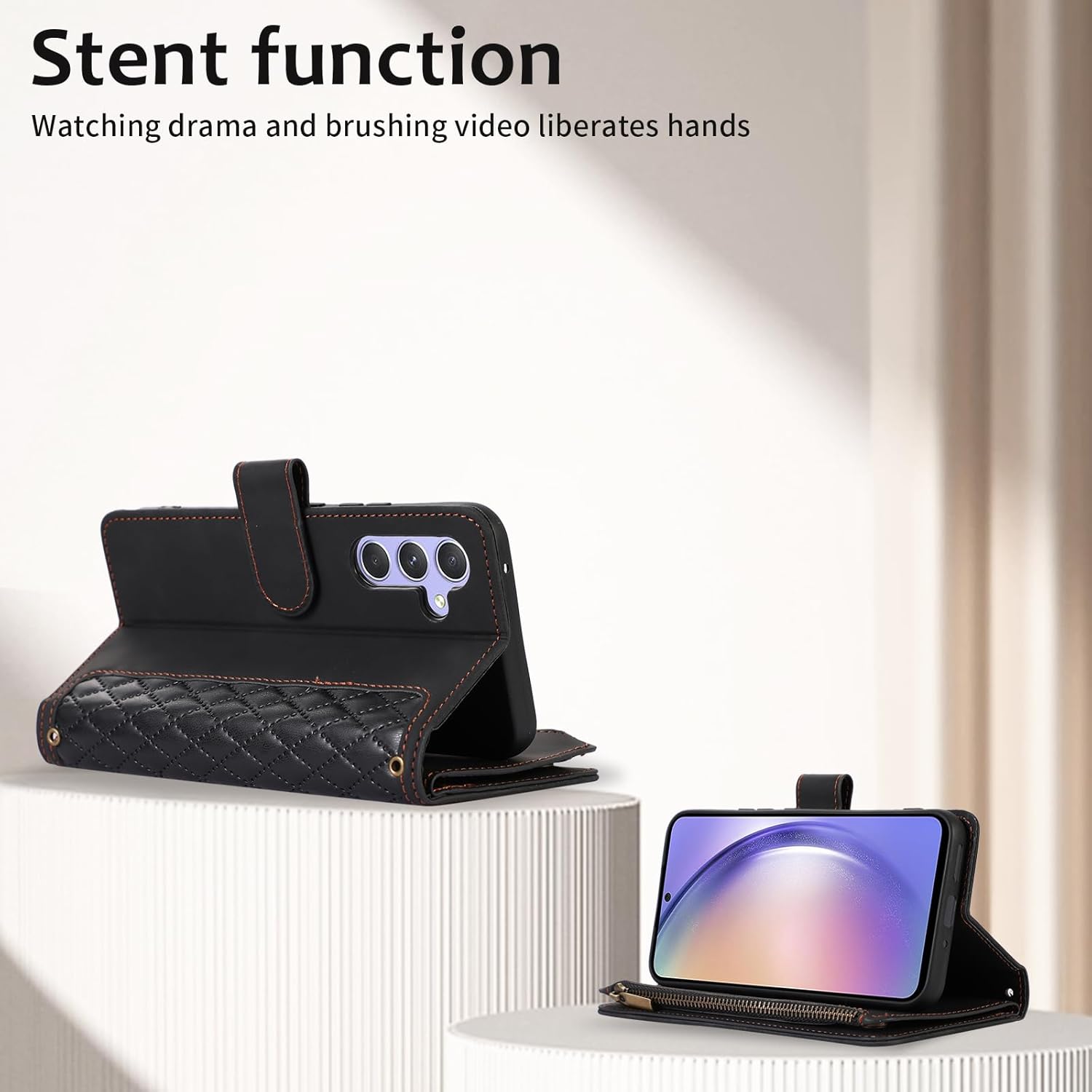Asuwish Funda de teléfono para Samsung Galaxy A54 5G Funda tipo cartera con protector de pantalla de vidrio templado y correa cruzada para la muñeca