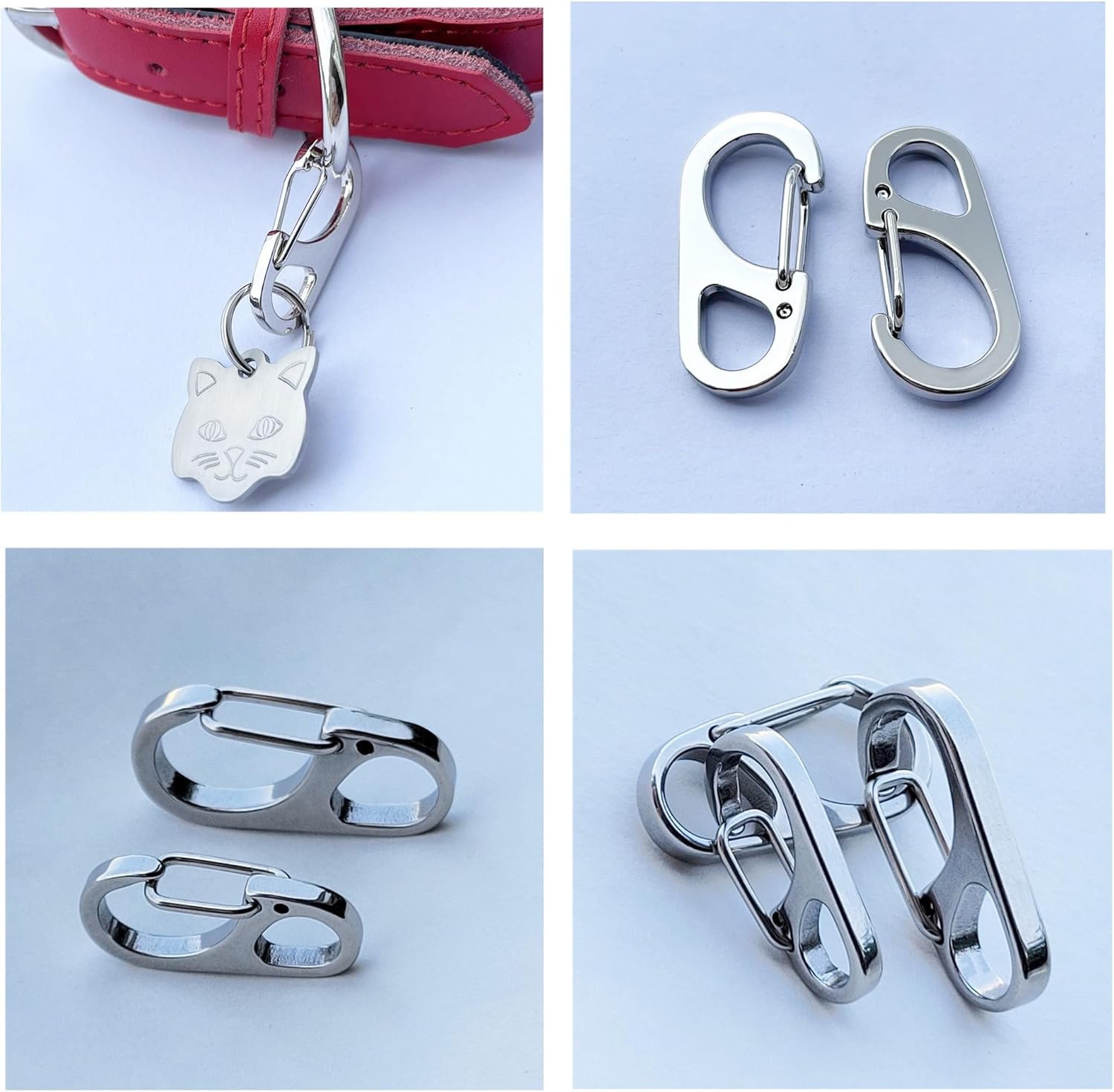 Clips rápidos para etiqueta para mascotas, clips de identificación de mascotas hechos de acero inoxidable, perfectos para perros medianos y grandes