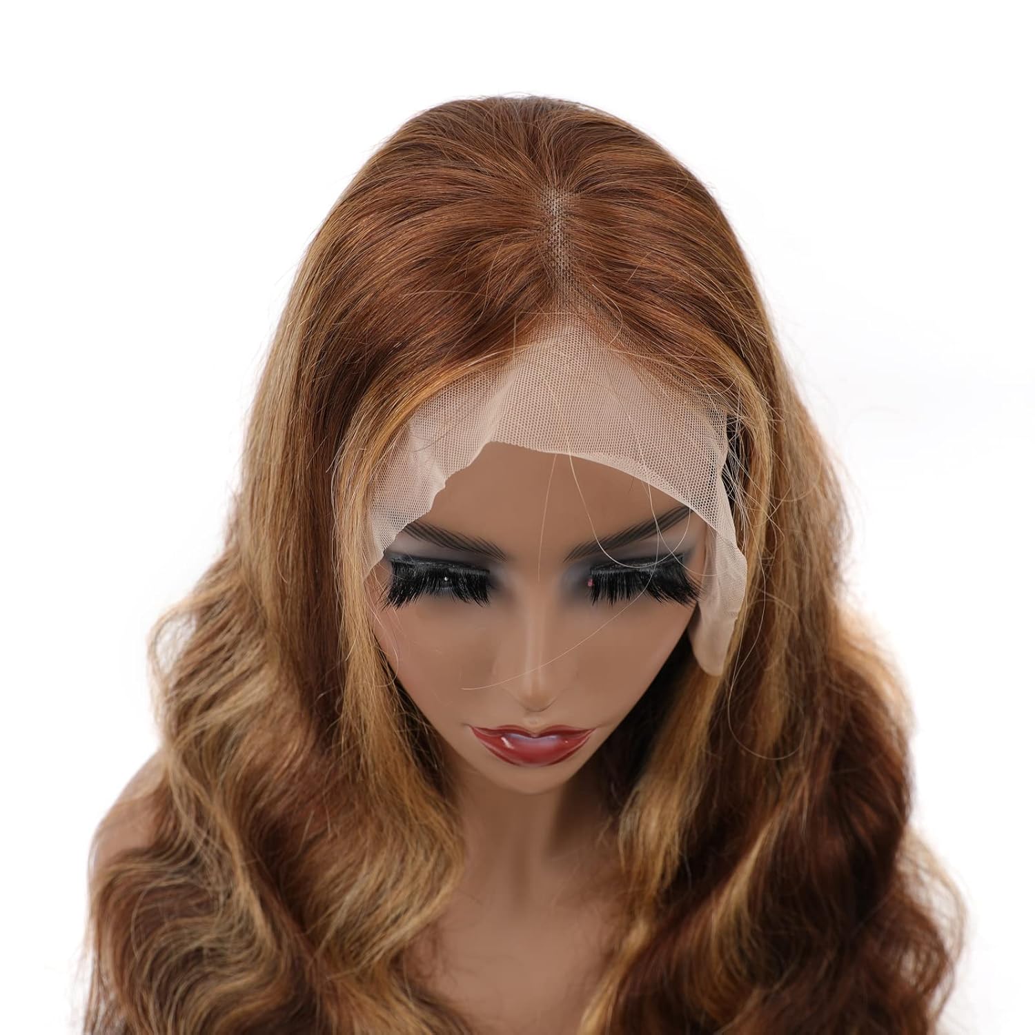 BLY Pelucas de cabello humano con encaje frontal transparente HD de 13 x 4, densidad del 250 %, peluca de cabello humano con reflejos degradados, 24