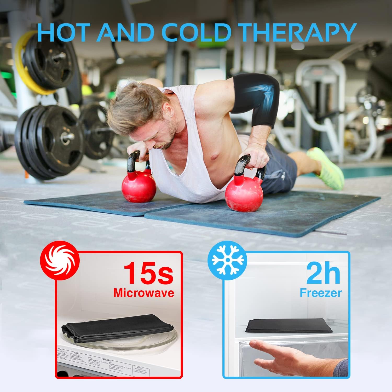 AllSett Health Bolsa de hielo para codo, manga de compresión fría y caliente, manga de bolsa de hielo para rodilla (cobertura de 360), alivio de