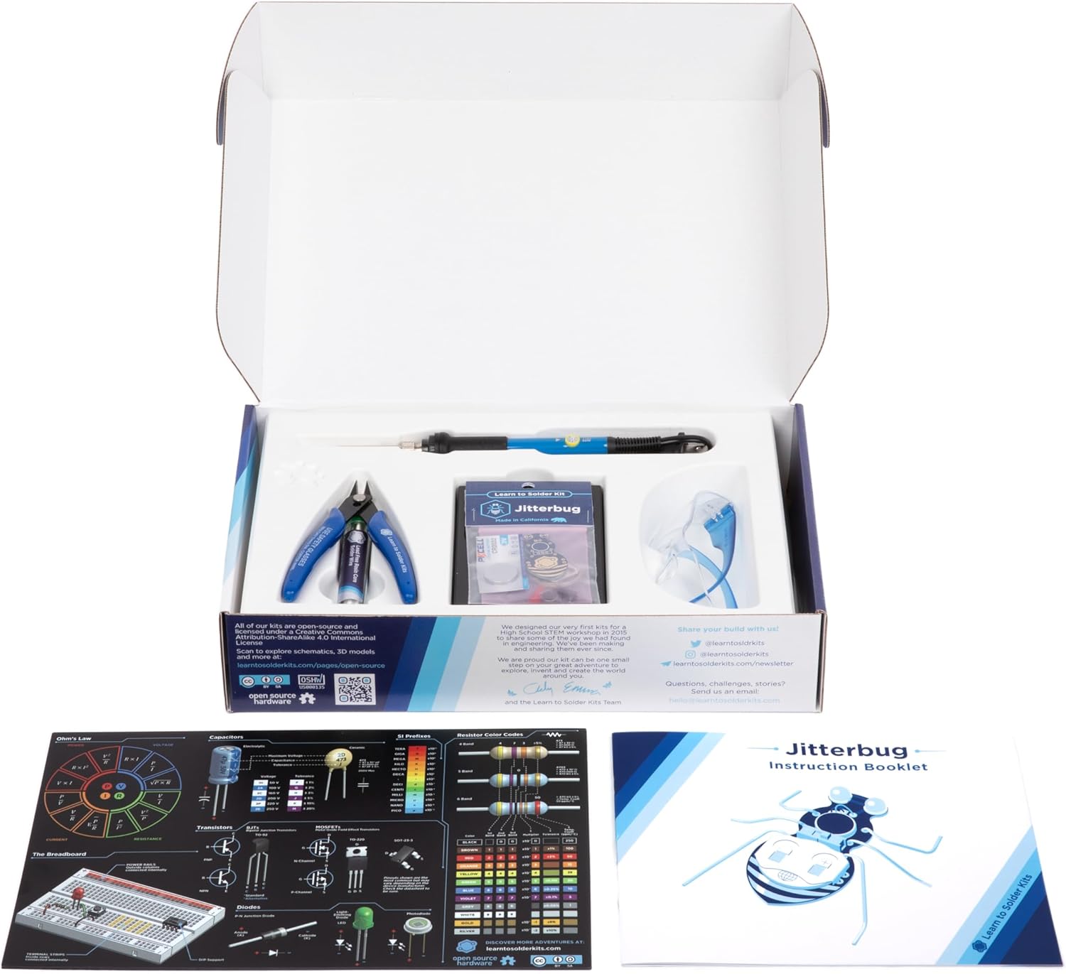 Jitterbug Deluxe Kit  Kit de soldadura de bricolaje para principiantes  Proyectos electrónicos para estudiantes y clases STEM  Herramientas incluidas