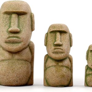 3 figuras de piedra de cabeza de isla de Pascua, estatuas de Moai, pecera pequeña, decoración de acuario, jardín de hadas, bonsái, micro decoración 3 figuras de piedra de cabeza de isla de Pascua, estatuas de Moai, pecera pequeña, decoración de acuario, jardín de hadas, bonsái, micro decoración