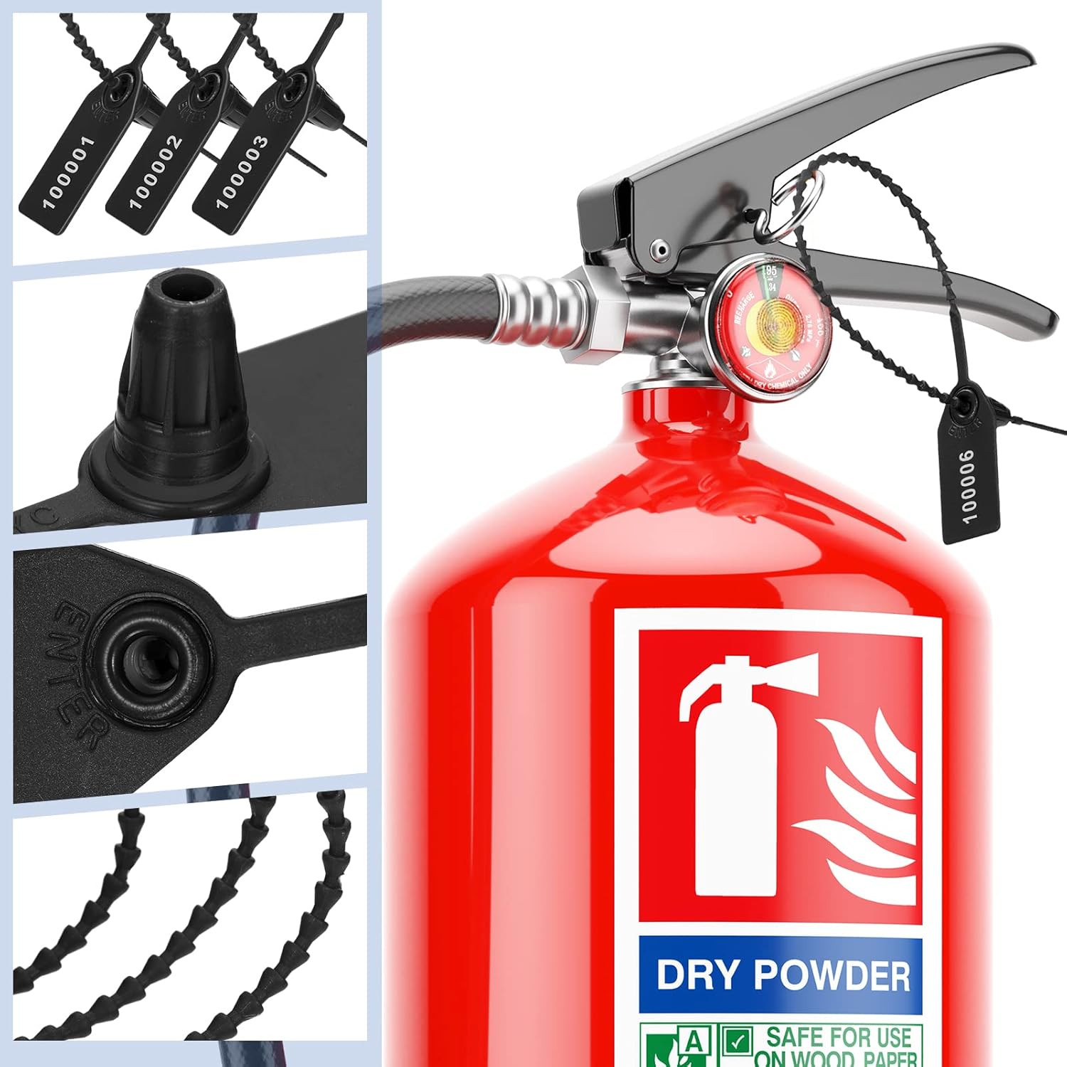 1000 sellos de plástico para extintor de incendios, etiquetas de seguridad, sellos de seguridad, etiquetas de seguridad numeradas, etiquetas de