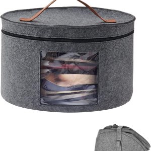 Caja de almacenamiento para sombreros con tapa antipolvo, organizador de sombreros plegable redondo de fieltro Caja de almacenamiento de viaje Caja de almacenamiento para sombreros con tapa antipolvo, organizador de sombreros plegable redondo de fieltro Caja de almacenamiento de viaje