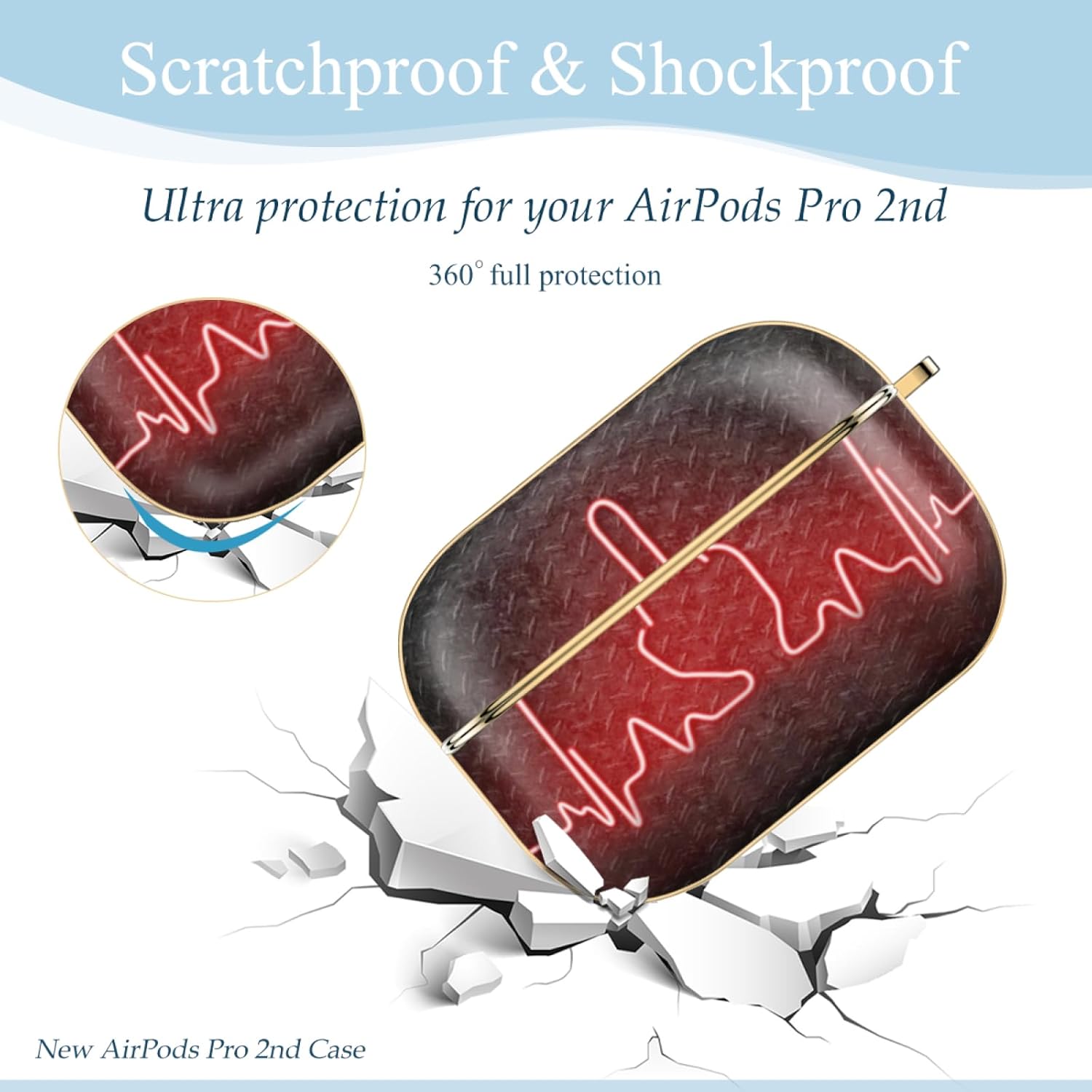 Heartbeat – Funda para AirPods Pro de 2 generación, funda protectora suave que absorbe los golpes para Apple Airpods Pro 2