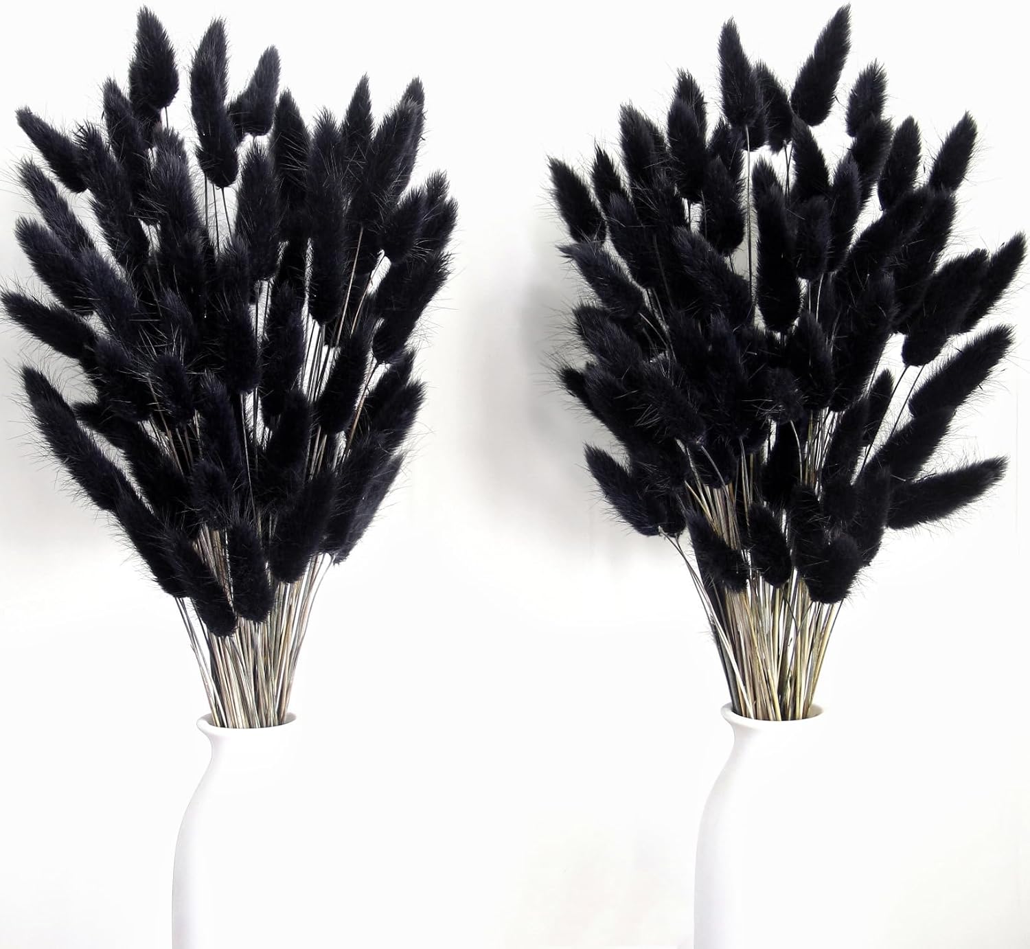 100 ramos de hierba negra de las pampas, decoración de mesa bohemia, colas de conejo negro, flores secas, hierba de pampa seca para bodas,