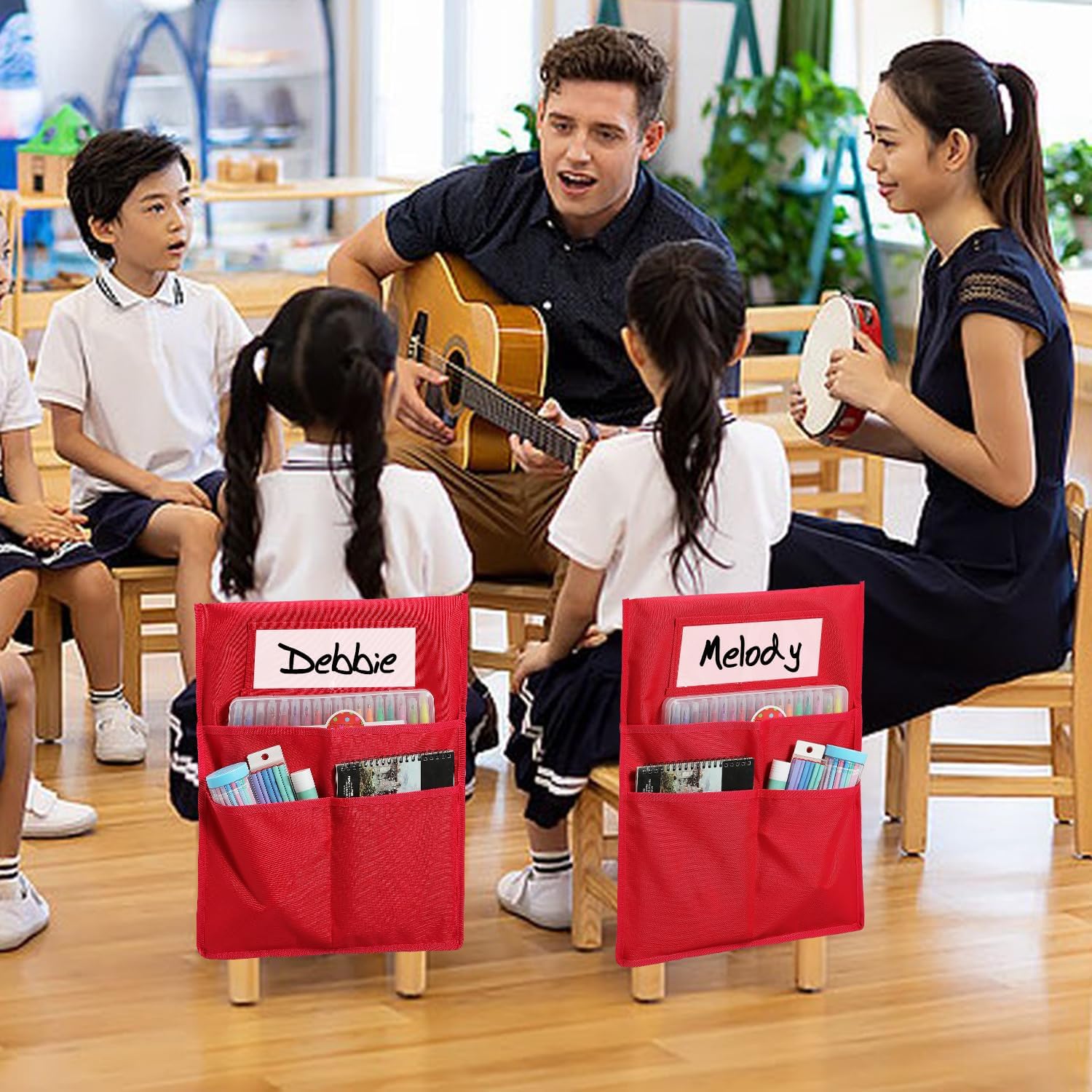 Chairback Buddy – Tabla de bolsillo para silla de estudiante, bolsillos para silla de clase, bolsillos para silla de clase, 1 etiqueta de nombre de