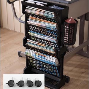 Atkits Organizador de estantería móvil de 6 niveles con ruedas para dormitorio, sala de estar, escuela, color negro Atkits Organizador de estantería móvil de 6 niveles con ruedas para dormitorio, sala de estar, escuela, color negro