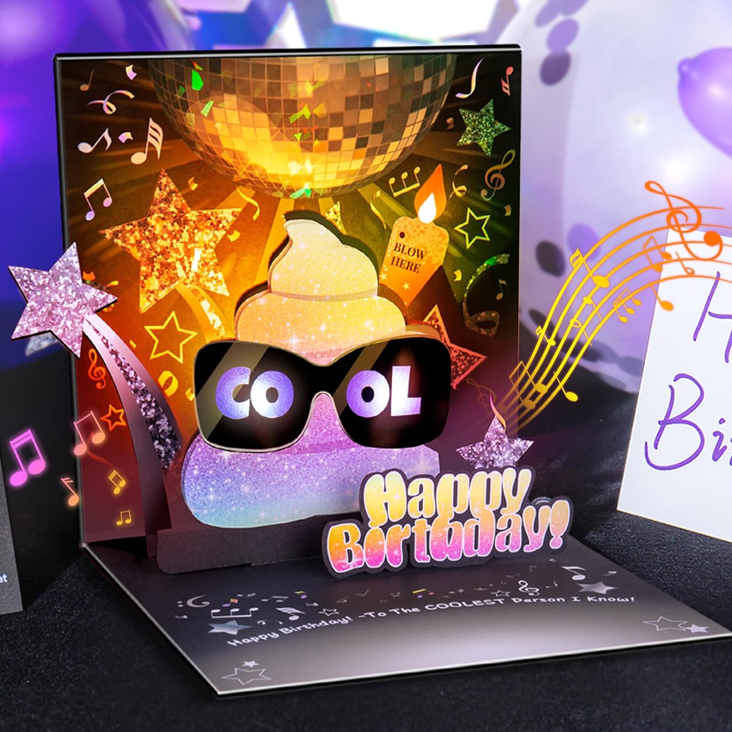 Tarjeta de cumpleaños  Tarjetas de cumpleaños musicales desplegables con luces  Vela soplada y juega mecedora tarjeta emergente de música de feliz