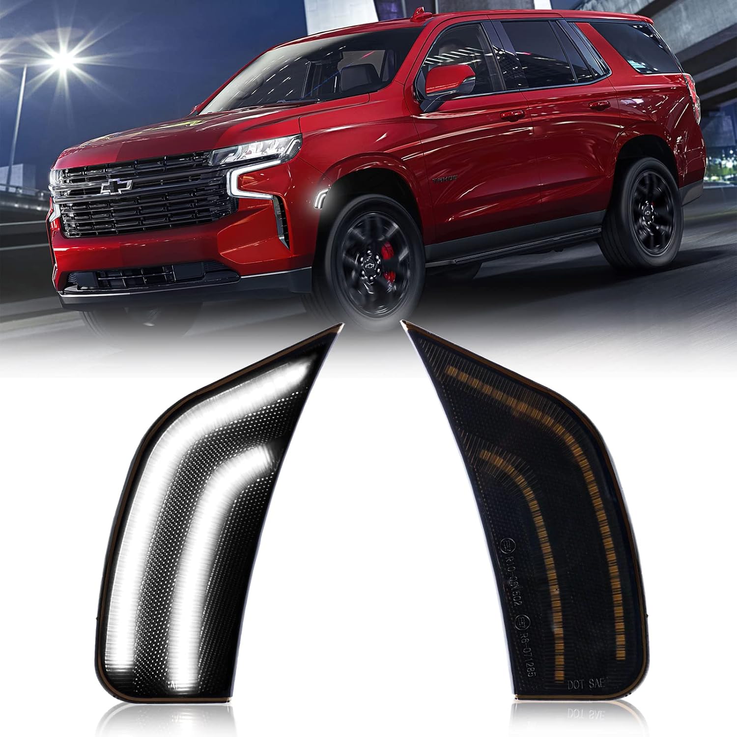 Luces LED de posición laterales para Yukon XL Denali Tahoe Suburban Escalade ESV 2021-2024, lámparas de señal de posición blanca, lente ahumada,