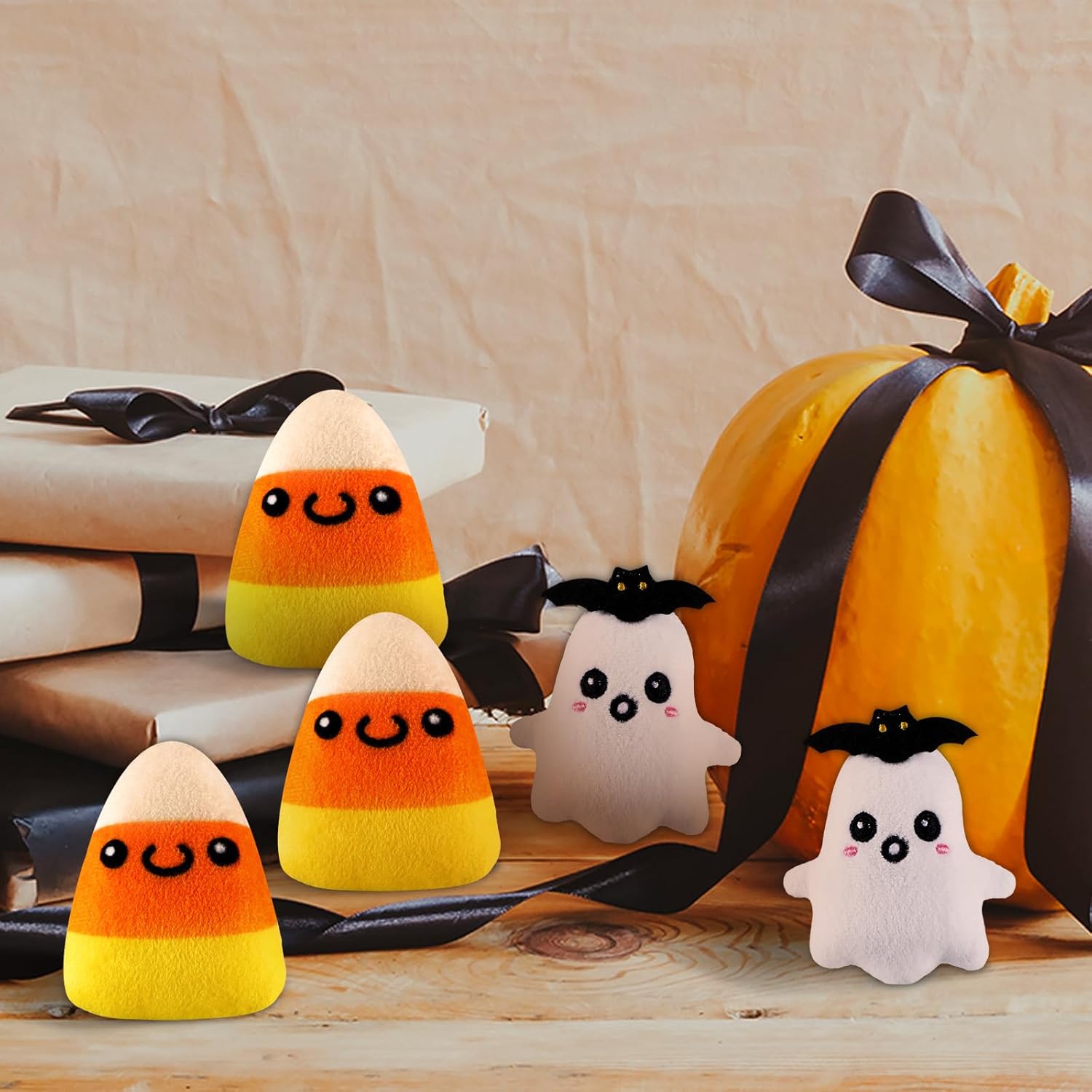 Liliful 12 juguetes de peluche de Halloween suaves animales de peluche Boo Ghost Corn Candy Set Halloween fiesta cumpleaños regalos para decoración