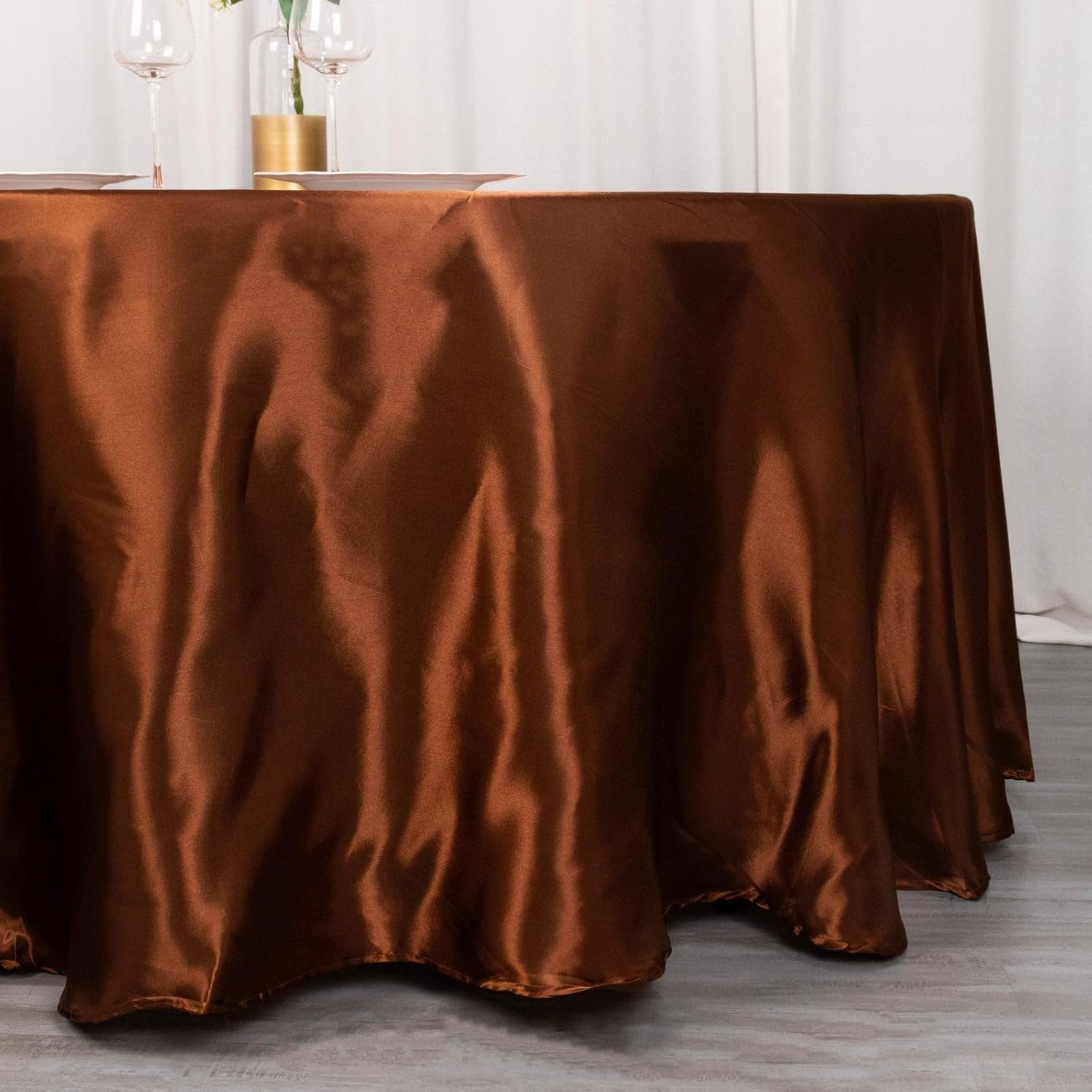 Efavormart – Mantel redondo de satén de 120 pulgadas para cocina, comedor, catering, boda, fiesta de cumpleaños, eventos