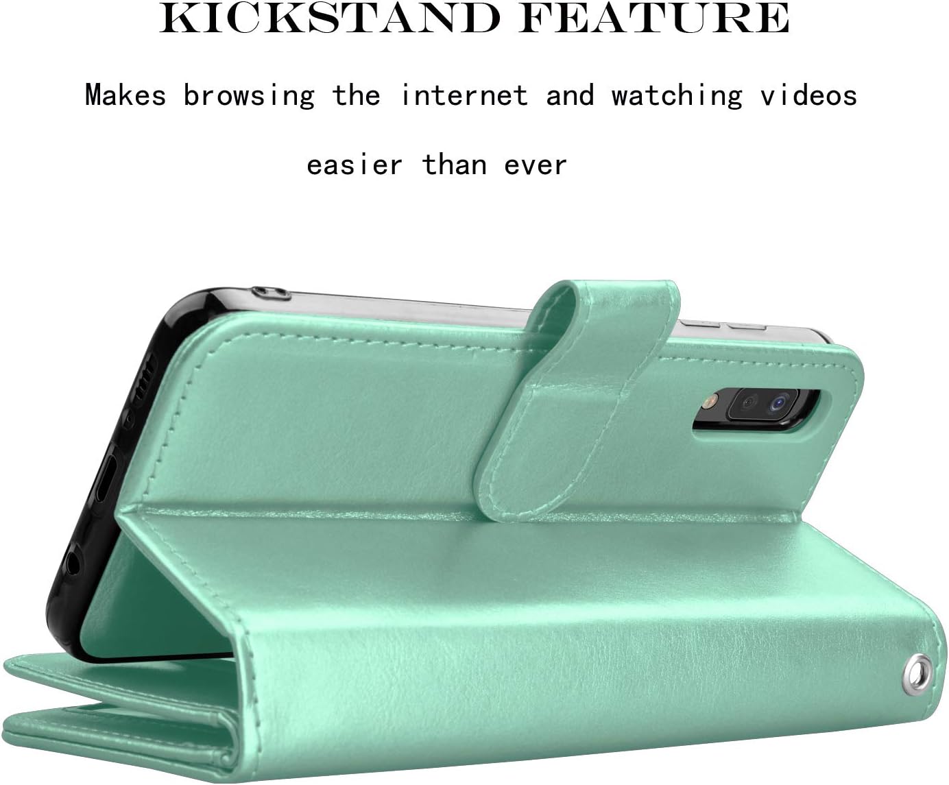 NJJEX Funda tipo cartera para Samsung Galaxy A70, para Galaxy A70 de 6.7 pulgadas, 9 ranuras para tarjetas funda de piel sintética para tarjetas de
