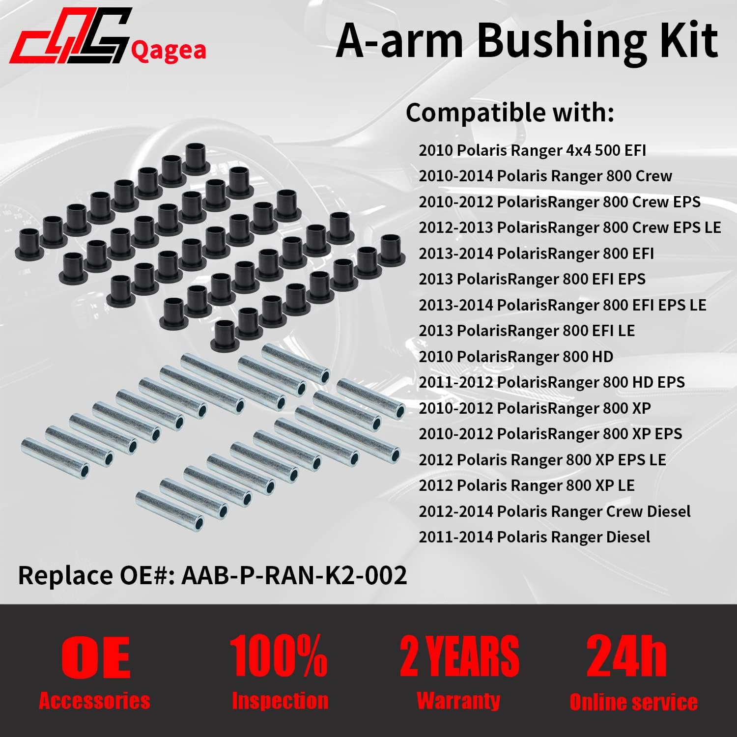 Kit de bujes de brazo de control de brazo de control de brazo A resistente de repuesto para Polaris Ranger 2010-2014 tamaño completo XP 800
