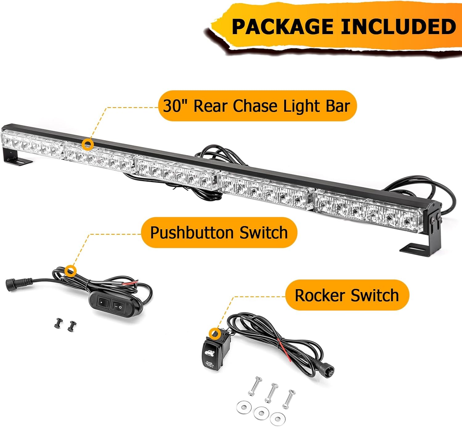 WeiSen Barra de luz LED trasera de 30 pulgadas, barra de luz estroboscópica LED con luces de marcha, freno, marcha atrás y direccional, compatible