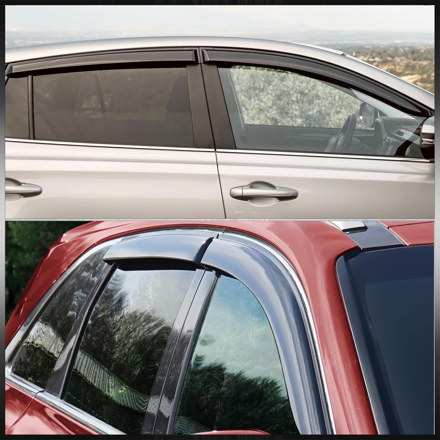 AJP Distributors JDM – 4 unidades de visera de ventana lateral para puerta lateral, protector de lluvia, protector de viento, compatible con