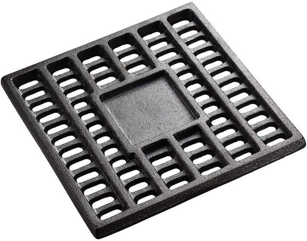 CAMPINGMOON – Rejilla de carbón de 10 x 10 pulgadas con parte inferior de hierro fundido para fogatas de chimenea T-250
