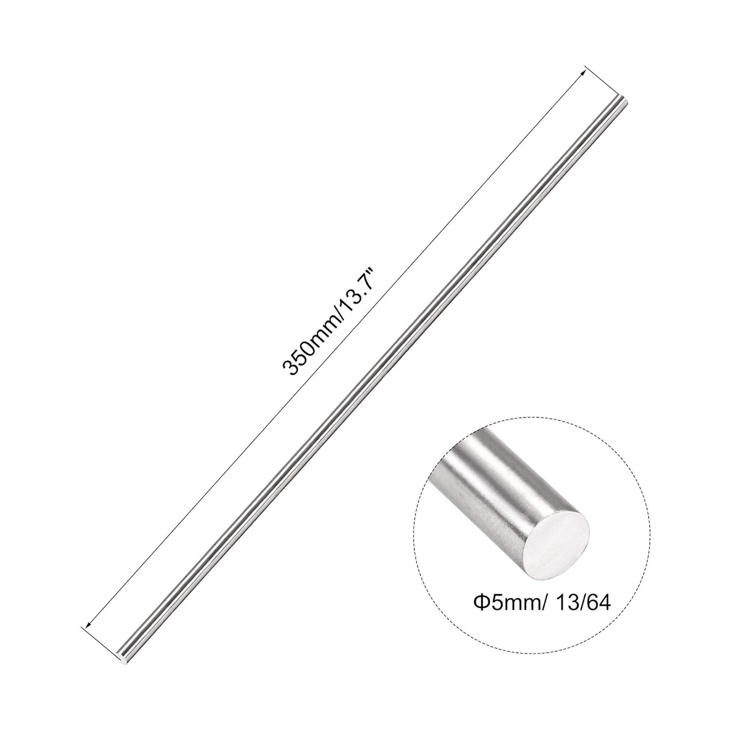 uxcell Varilla redonda sólida de acero inoxidable 304 de 0.197 in x 13.780 in para manualidades de bricolaje – 4 piezas