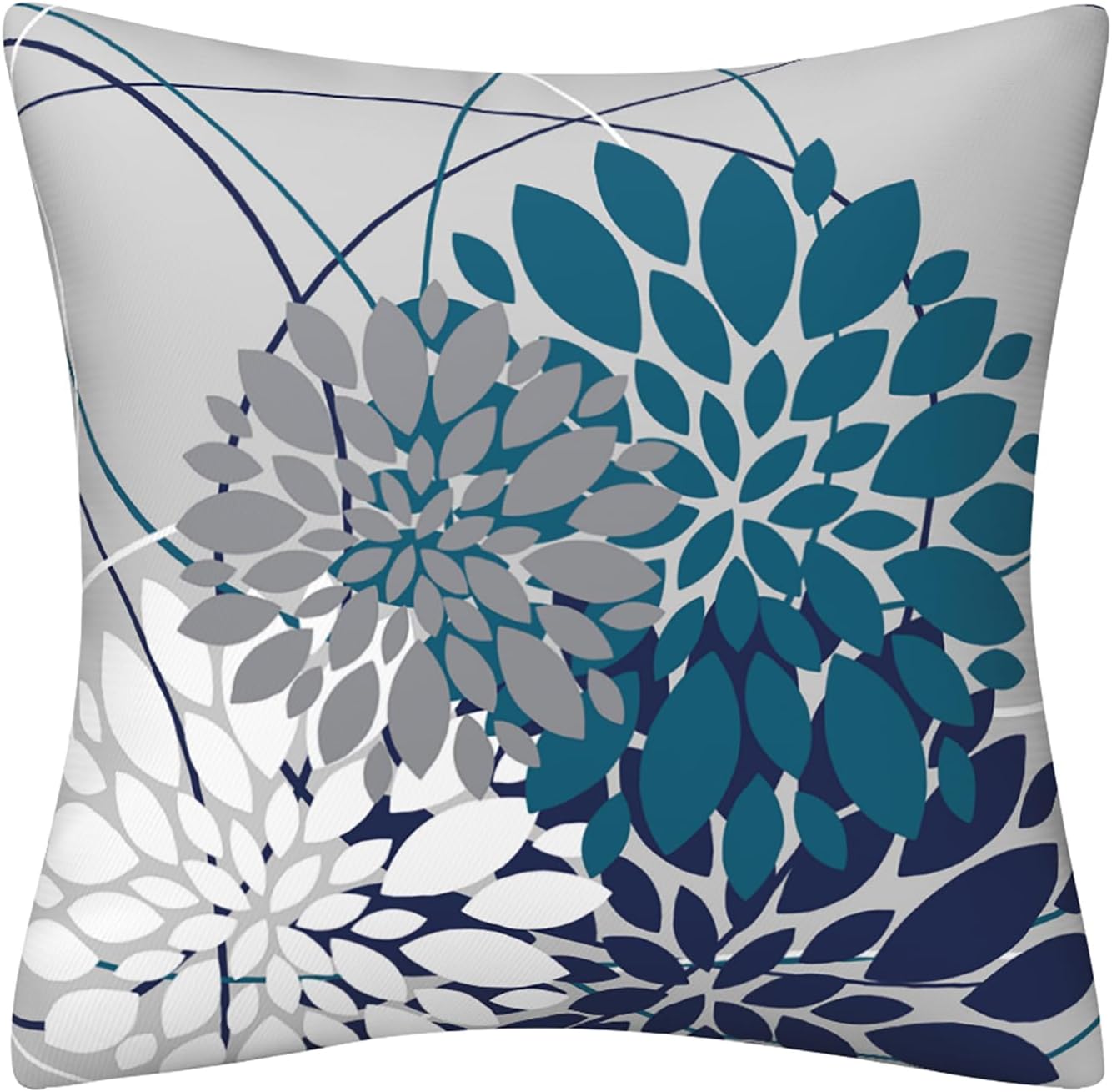 Juego de 2 fundas de almohada Nave de 18 x 18 pulgadas, diseño geométrico floral geométrico y elegante, fundas de cojín cuadradas para decoración
