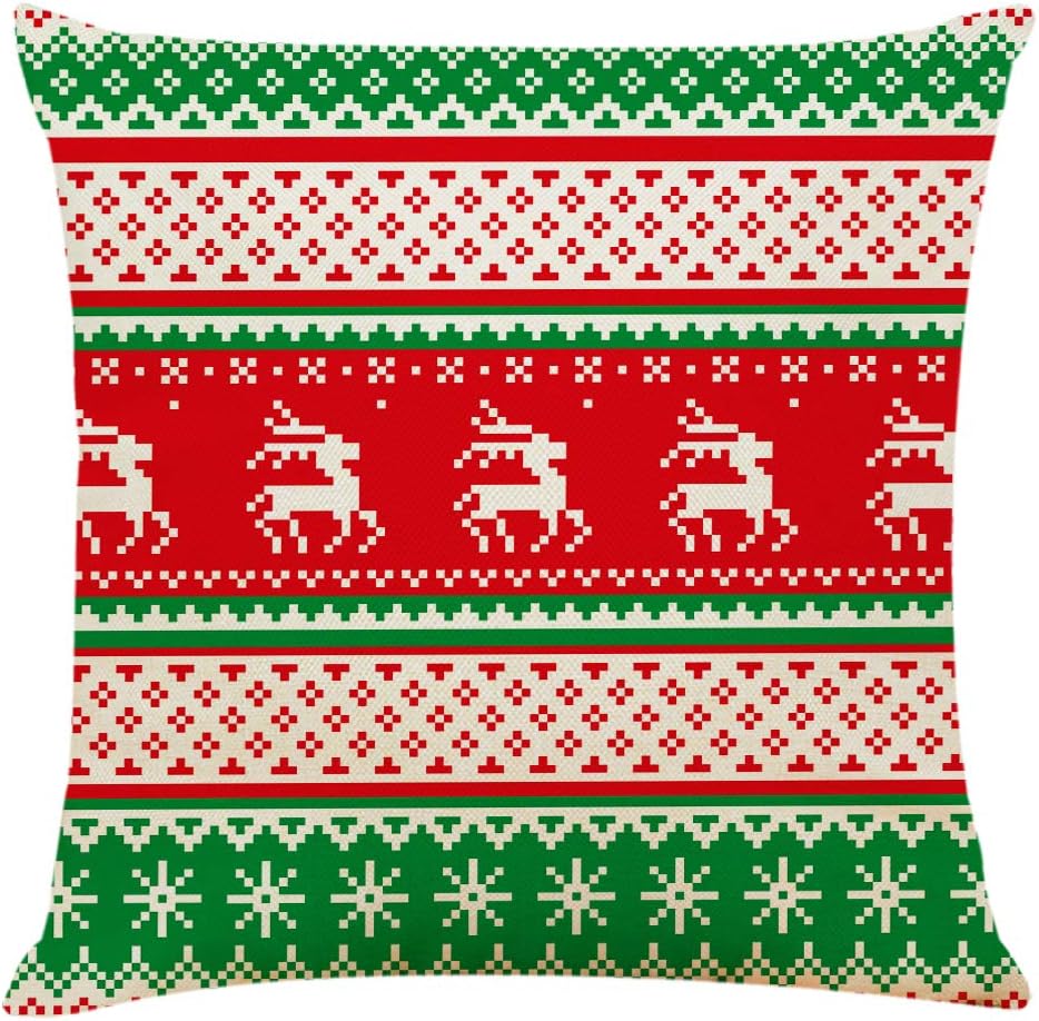 Ogrmar 4 fundas de almohada cuadradas de 18 x 18 pulgadas, fundas de almohada decorativas de Navidad para sofá, cama y automóvil (Navidad-G)