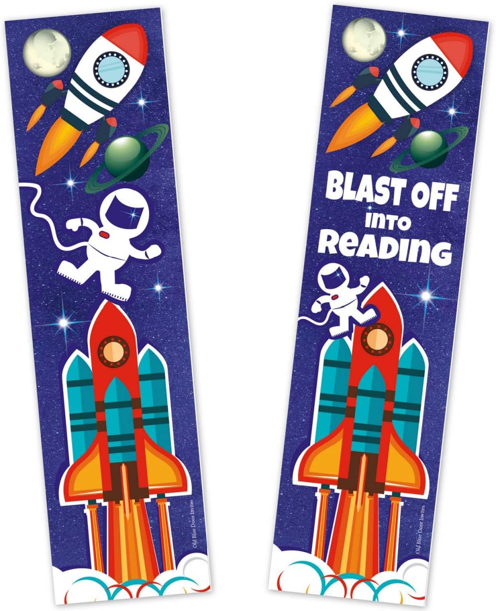 Marcadores de la nave del cohete del astronauta para los niños (paquete a granel de 20 marcapáginos) Explosión en la lectura – Tema de la galaxia