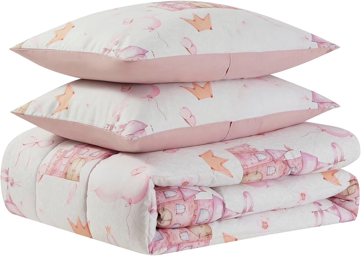 Juego de ropa de cama para niños y niñas, juego de sábanas y edredón impresos, tamaño individual, princesa de cuento de hadas