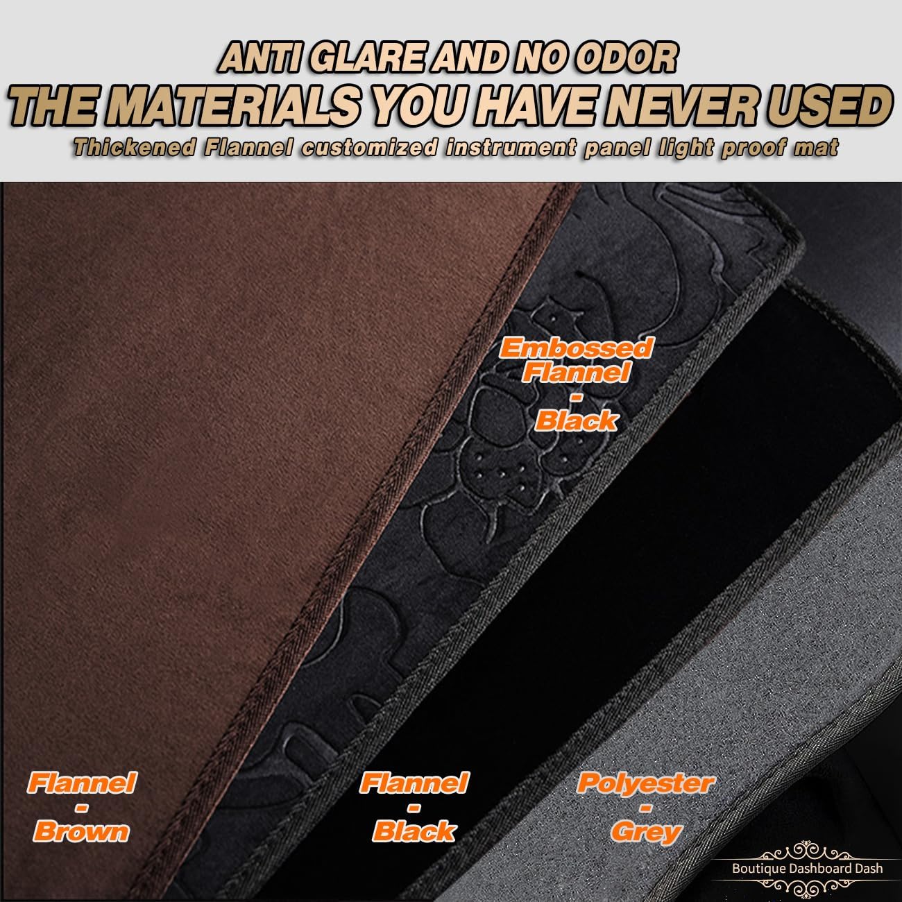 Delicadas cubiertas interiores de franela para el tablero de automóvil Ford F-150 2015-2020, antideslizante, protector solar (sin HUD) – Marrón