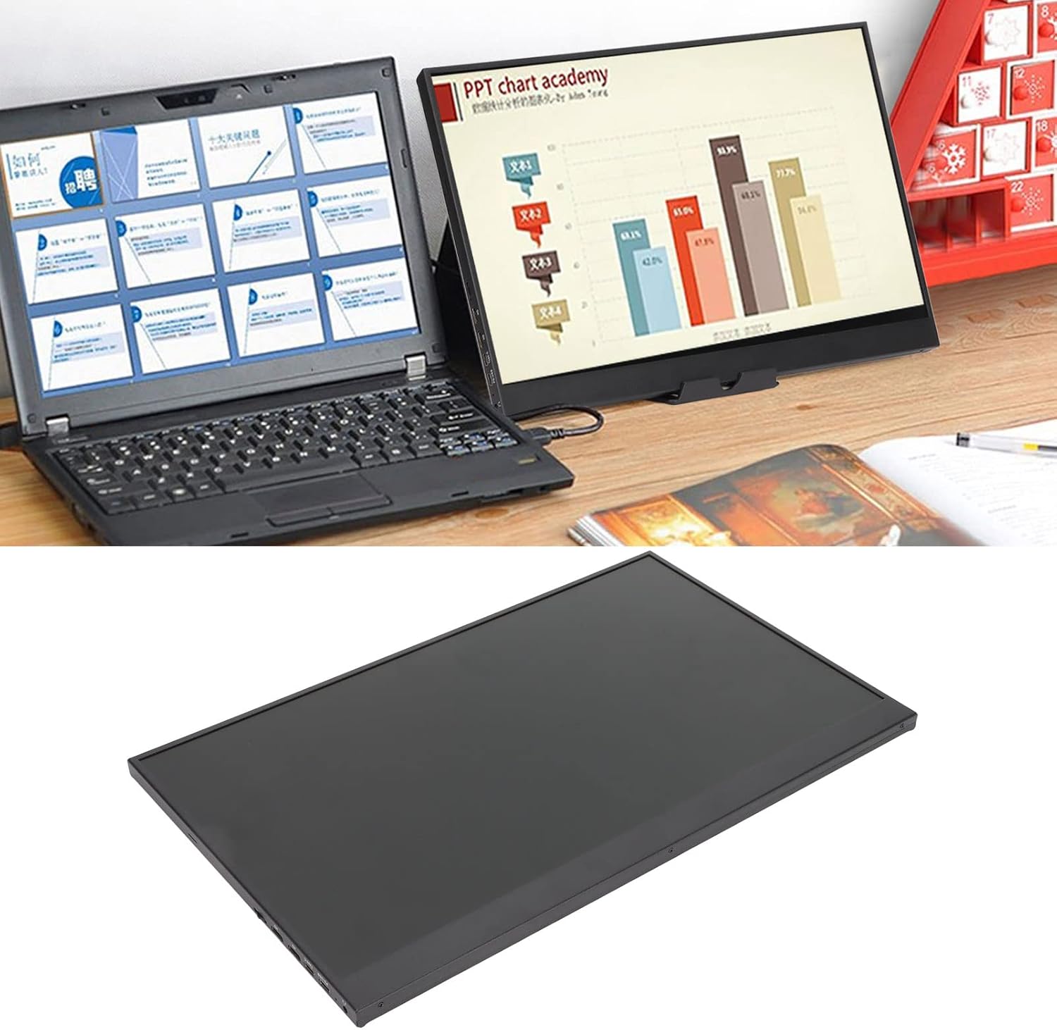 Fydun Monitor portátil de 17.3 pulgadas, 1600×900 ángulo de visión de 178  300 CD M2 brillo de pantalla extensor portátil para teléfono PC