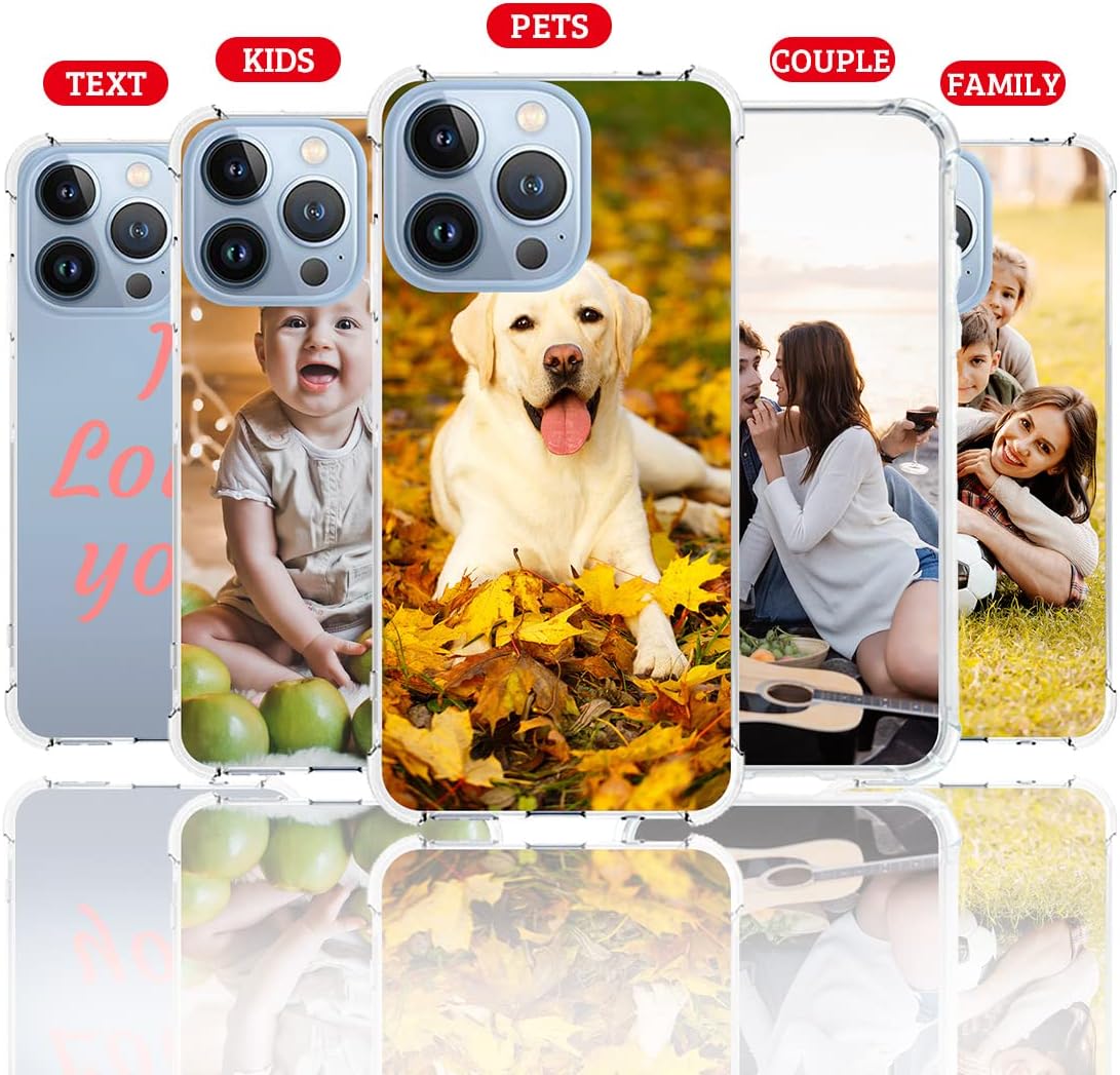 SuSuTiFy Funda de teléfono con foto personalizada para iPhone 13 Pro, cubierta transparente suave de silicona personalizada con imagentexto, regalo