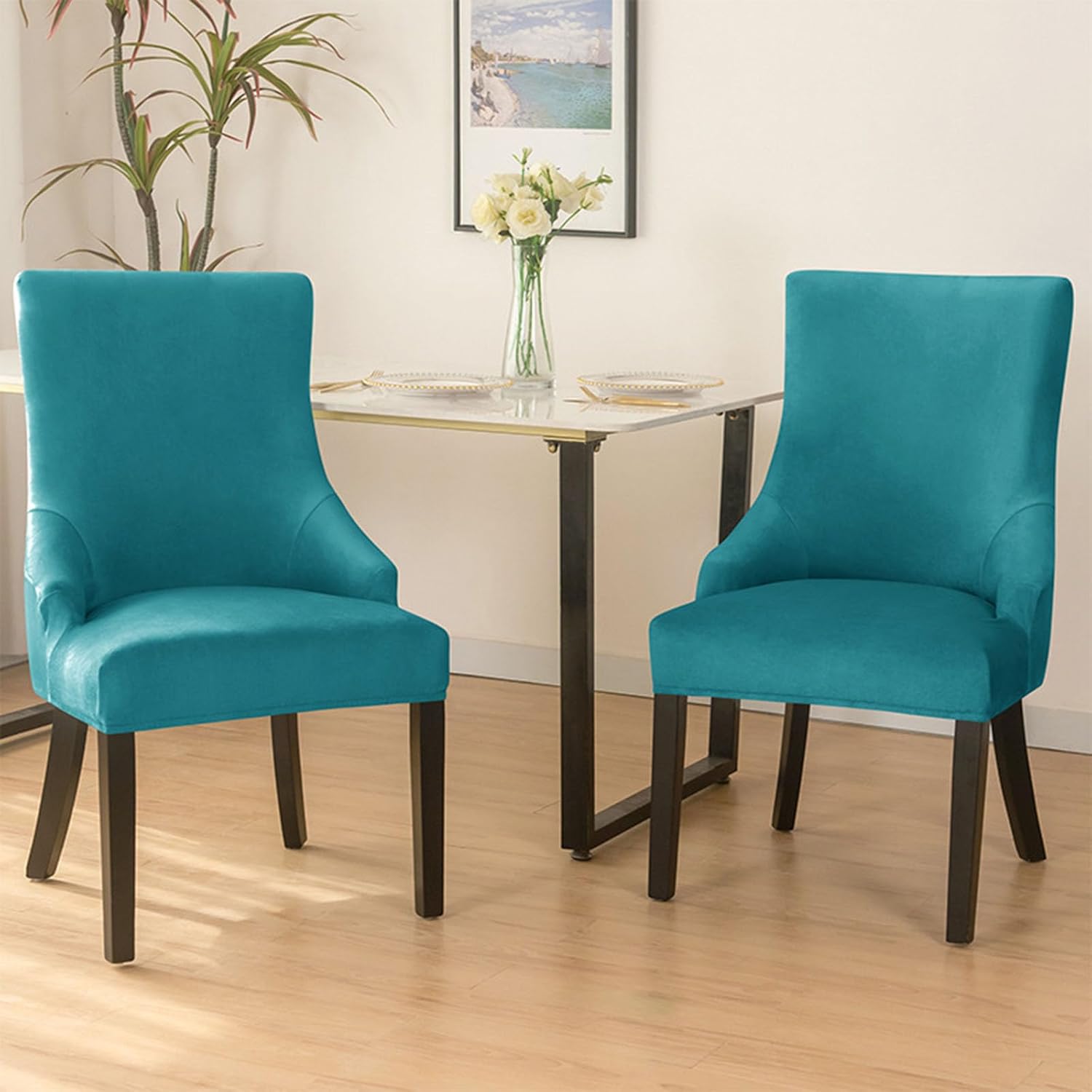 NA – Funda elástica de terciopelo para silla con respaldo de ala, sin brazos, reutilizable, funda para silla lateral con respaldo de ala, fundas de