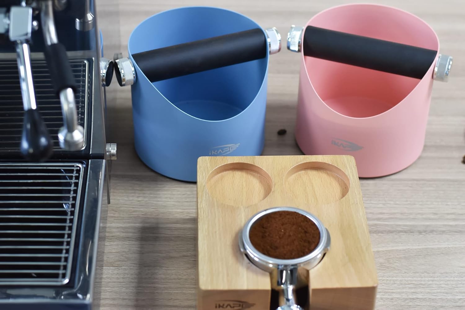 IKAPE Espresso Knock Box, caja de café premium, cubo de basura de café que ahorra espacio con barra extraíble y base antideslizante para Espresso