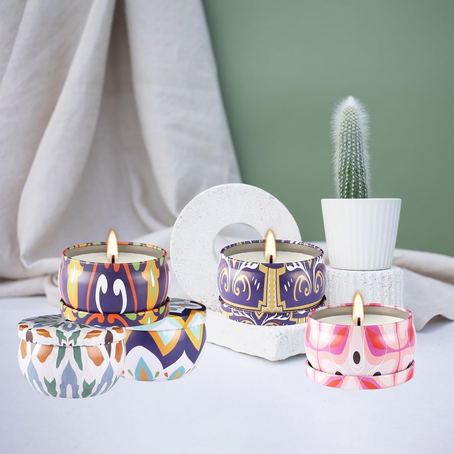 Paquete de 16 velas perfumadas de regalo para mujer, velas de aromaterapia, vela de lata de cera de soja de 2.5 onzas, regalo ideal para decoración