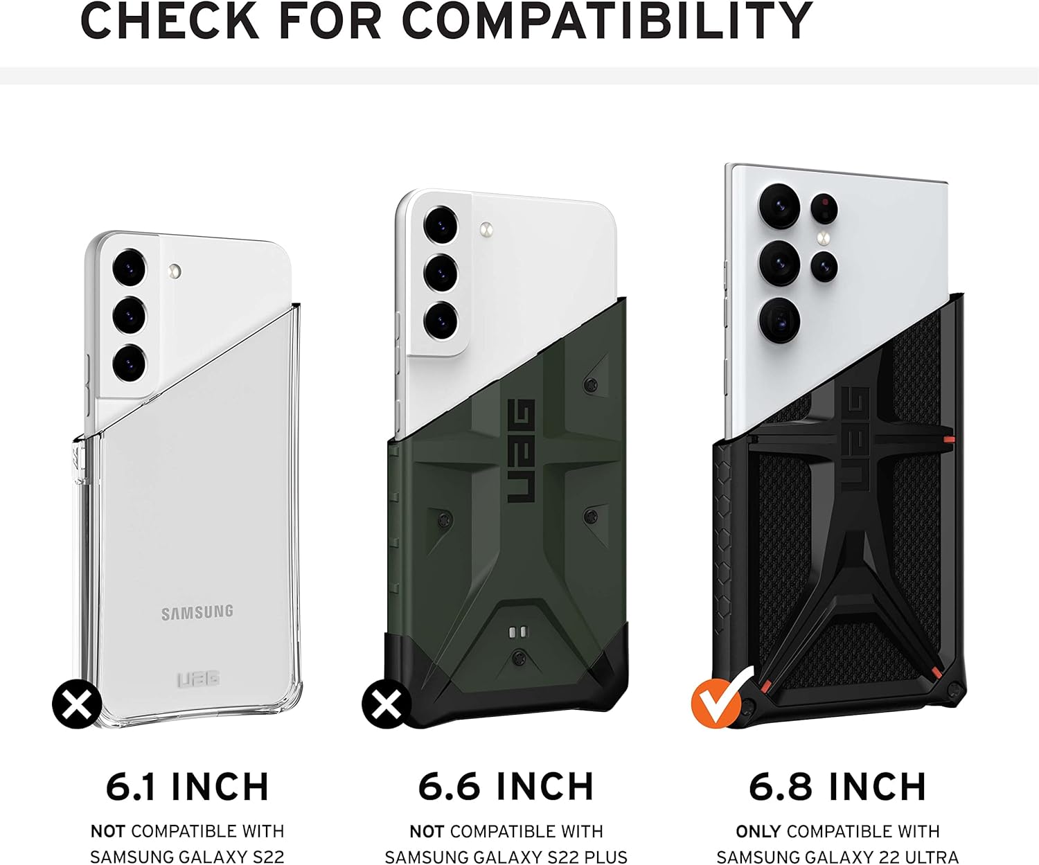 URBAN ARMOR GEAR UAG – Funda protectora para Samsung Galaxy S22 Ultra, ultrafina, absorbente de golpes, color negro, pantalla de 6.8 pulgadas