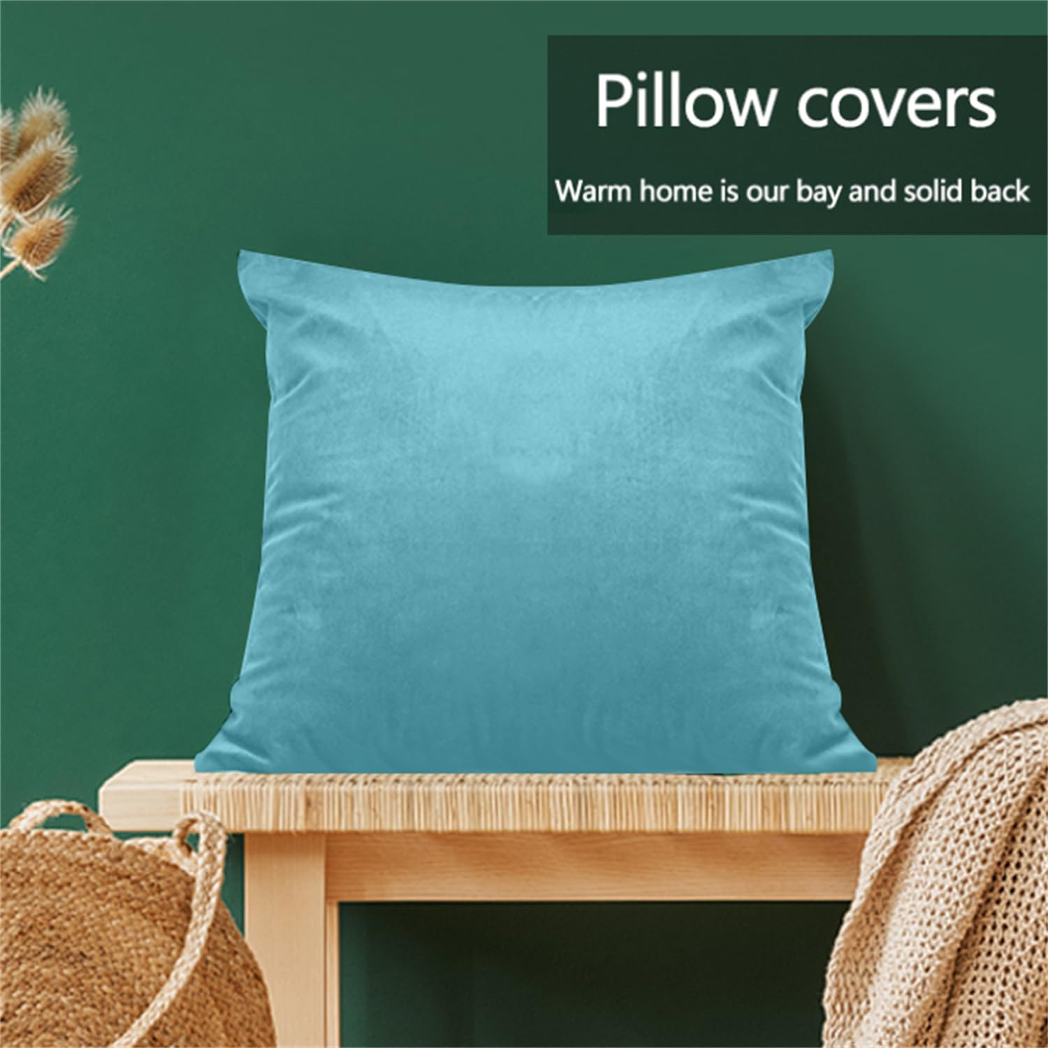 Fundas de almohada decorativas de terciopelo, paquete de 2 fundas de almohada ultra suaves de color verde claro de 18 x 18 pulgadas para sofá,