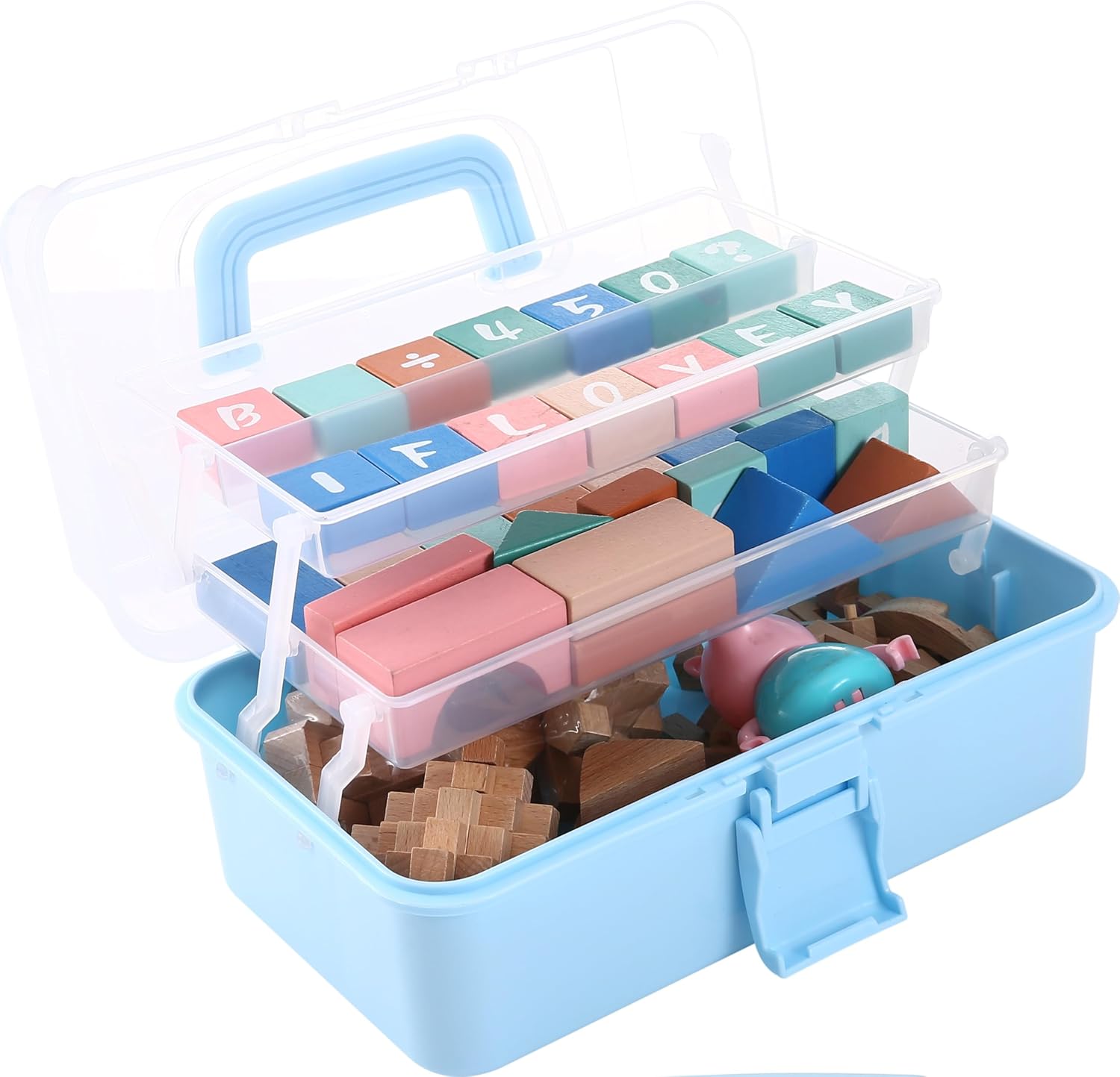 Flower River Caja organizadora plegable versátil de tres capas, ideal para arte y manualidades, juguetes, suministros de costura, joyas y
