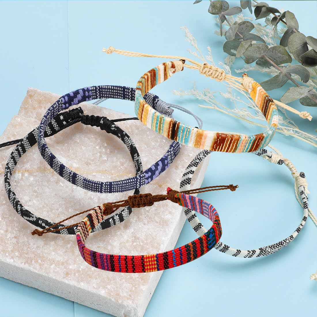 5pcs Bracelet For Men, Ankle Bracelet for Women, Unisex Handmade Waterproof Surfer Beach Men’s Bracelet, Colorful Anklet Bracelet String Rope
