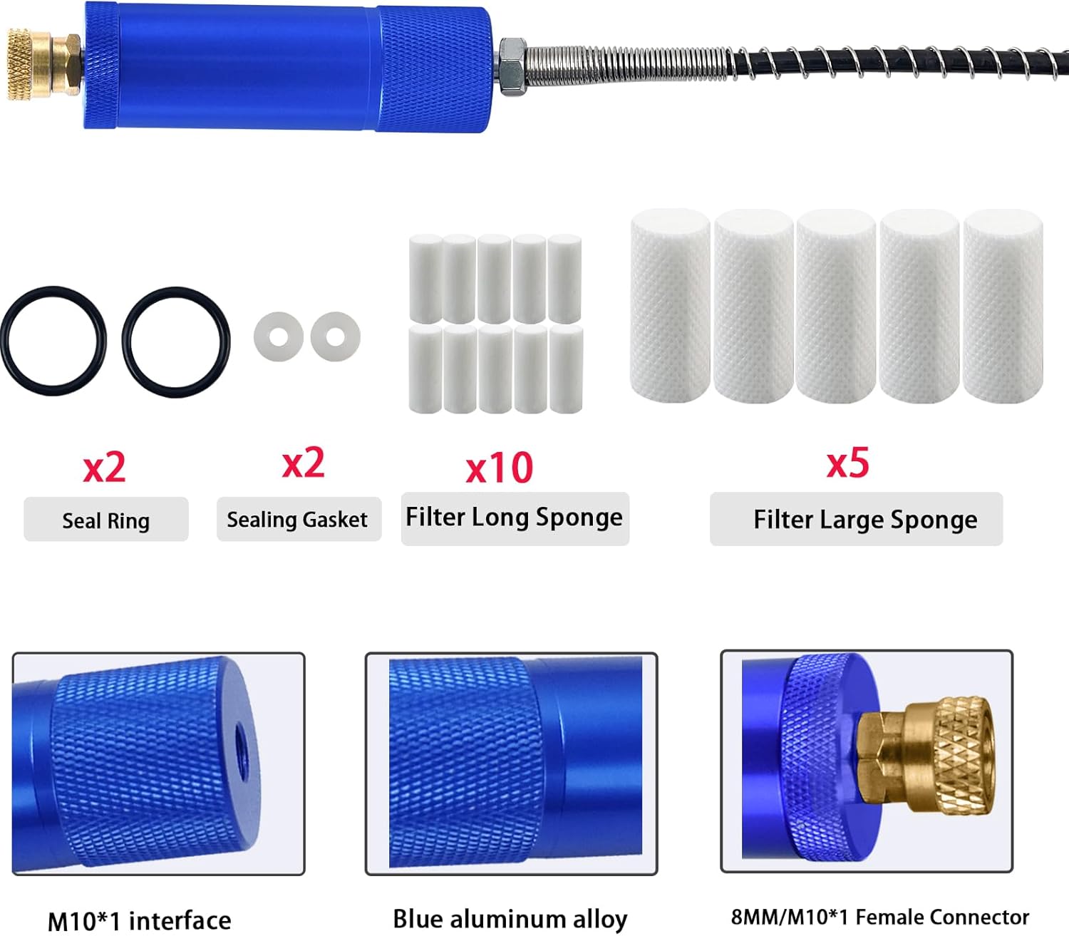 Separador de agua y aceite de 30 MPa, filtro de aire de bomba manual PCP con manguera flexible de resorte de 20 pulgadas y cabeza madre de rosca