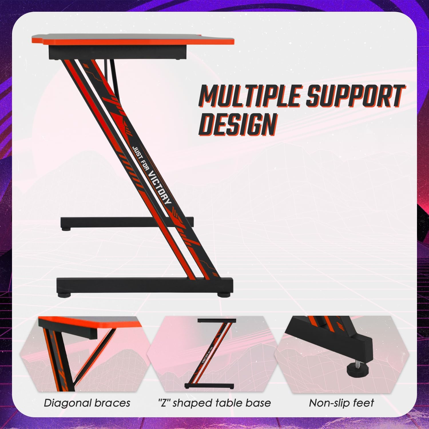 MGHH Escritorio para juegos de 39 pulgadas, escritorio para computadora en casa, oficina, en forma de Z, ergonómico, simple, mesa de juegos de PC