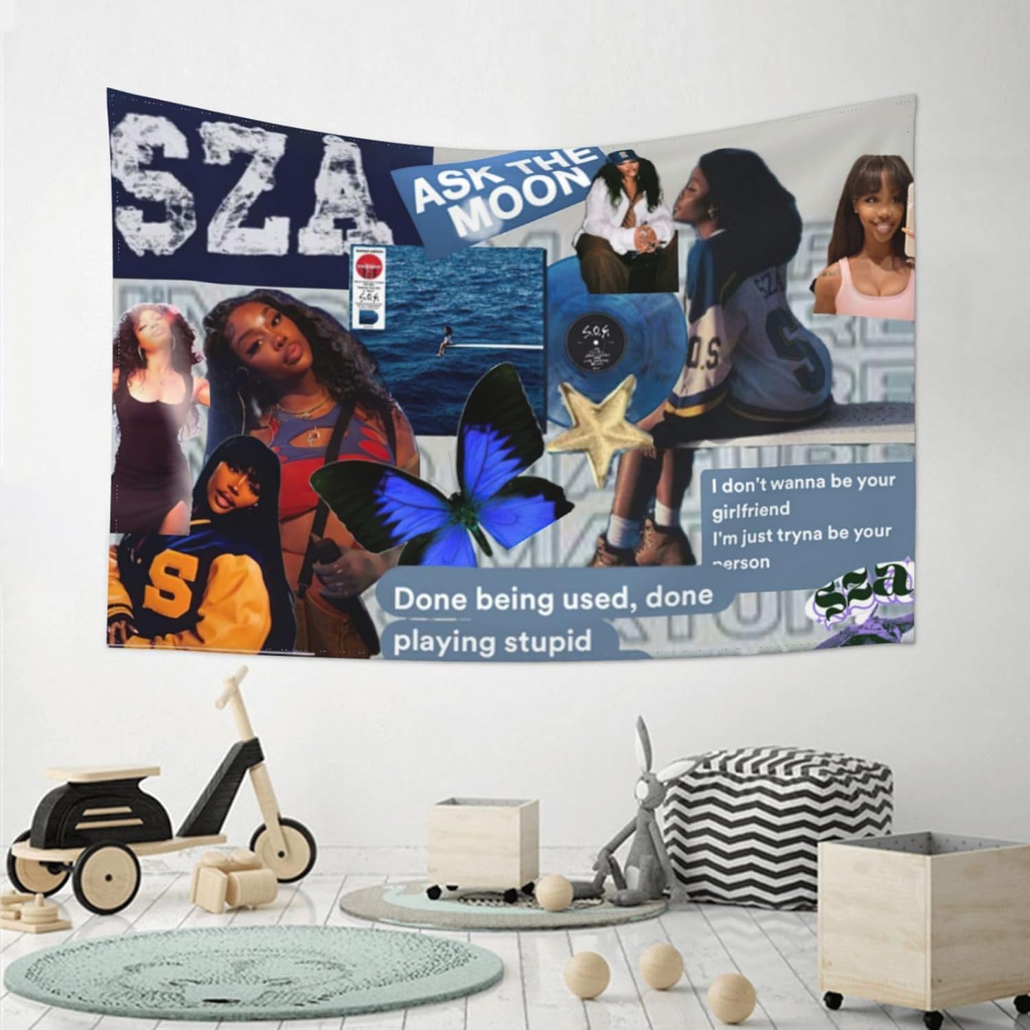 SZAS – Tapiz de cantante estadounidense, tapiz para colgar en la pared, álbum de pared, póster de fotos cómodo, póster para el hogar, decoración del